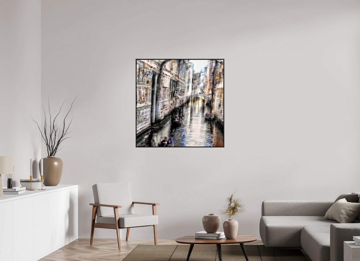 100 x 100 cm, Schattenfugen-Rahmen schwarz &amp; 2mm Acrylglas FA HP Amari II