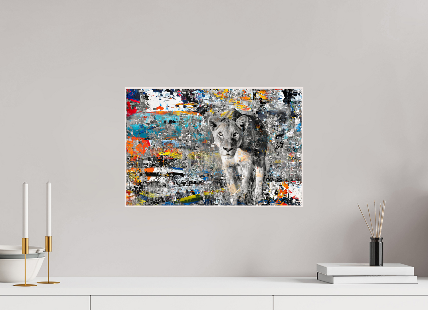 45 x 30 cm, Foto in ArtBox aus Massivholz Ahorn weiß RED³ WC Kachine I