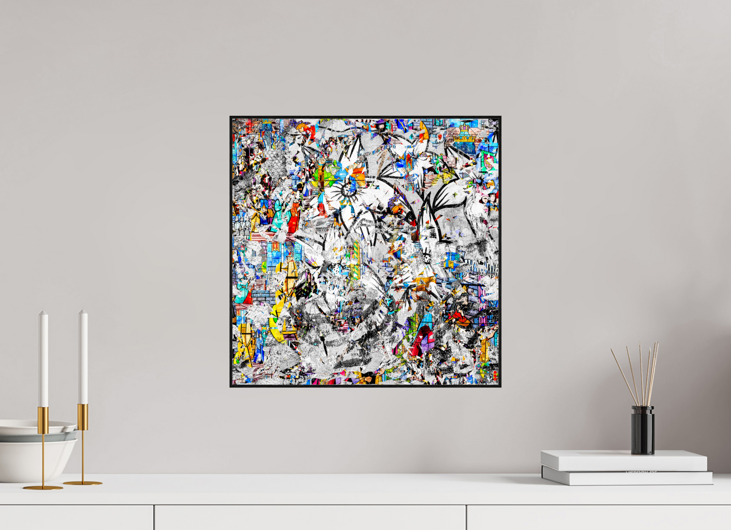 40 x 40 cm, Foto in ArtBox aus Massivholz Eiche schwarz RED³ SCSI Miraaj II