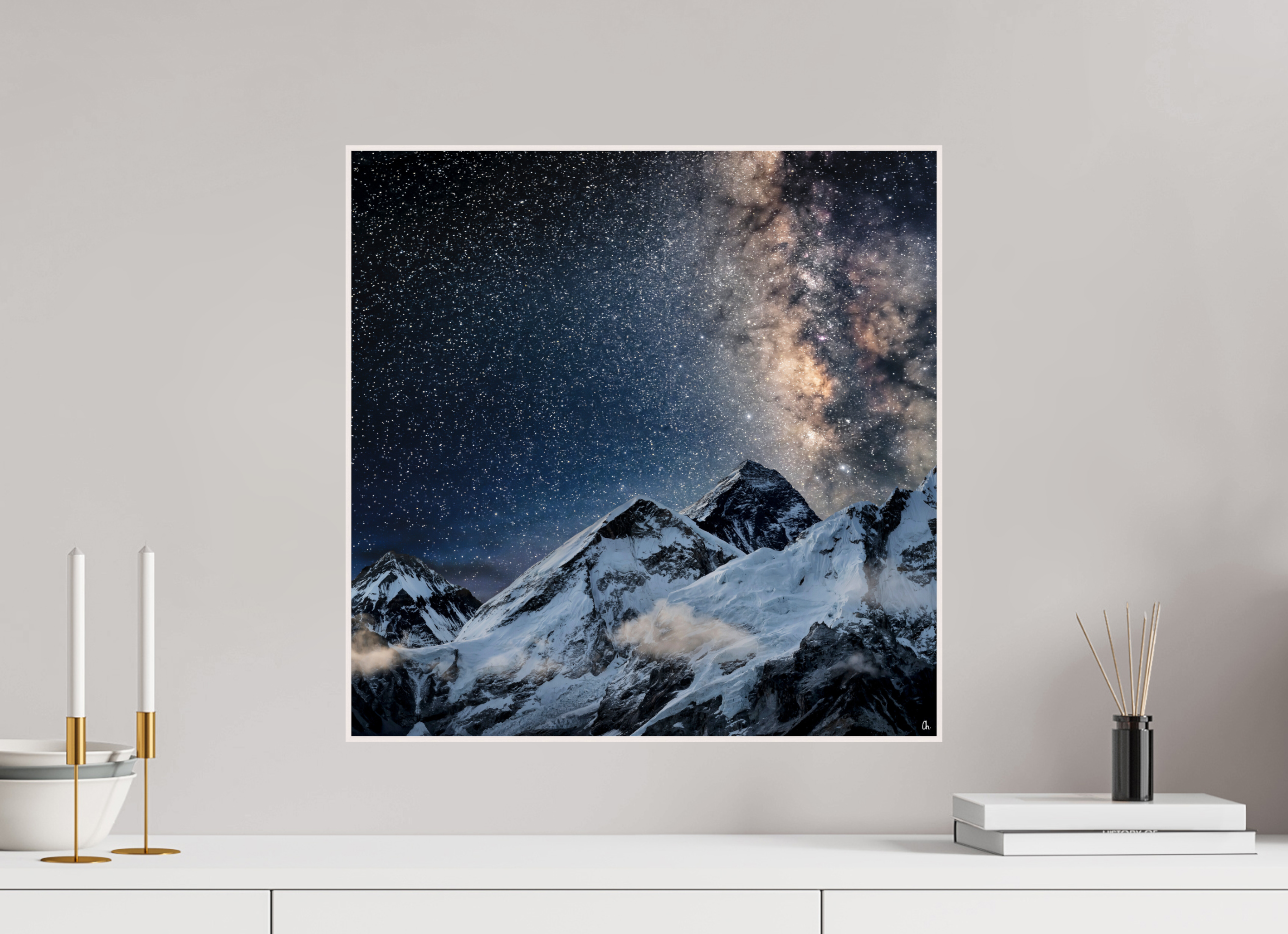 50 x 50 cm, Foto in ArtBox aus Massivholz Ahorn weiß RED³ Sangmo II