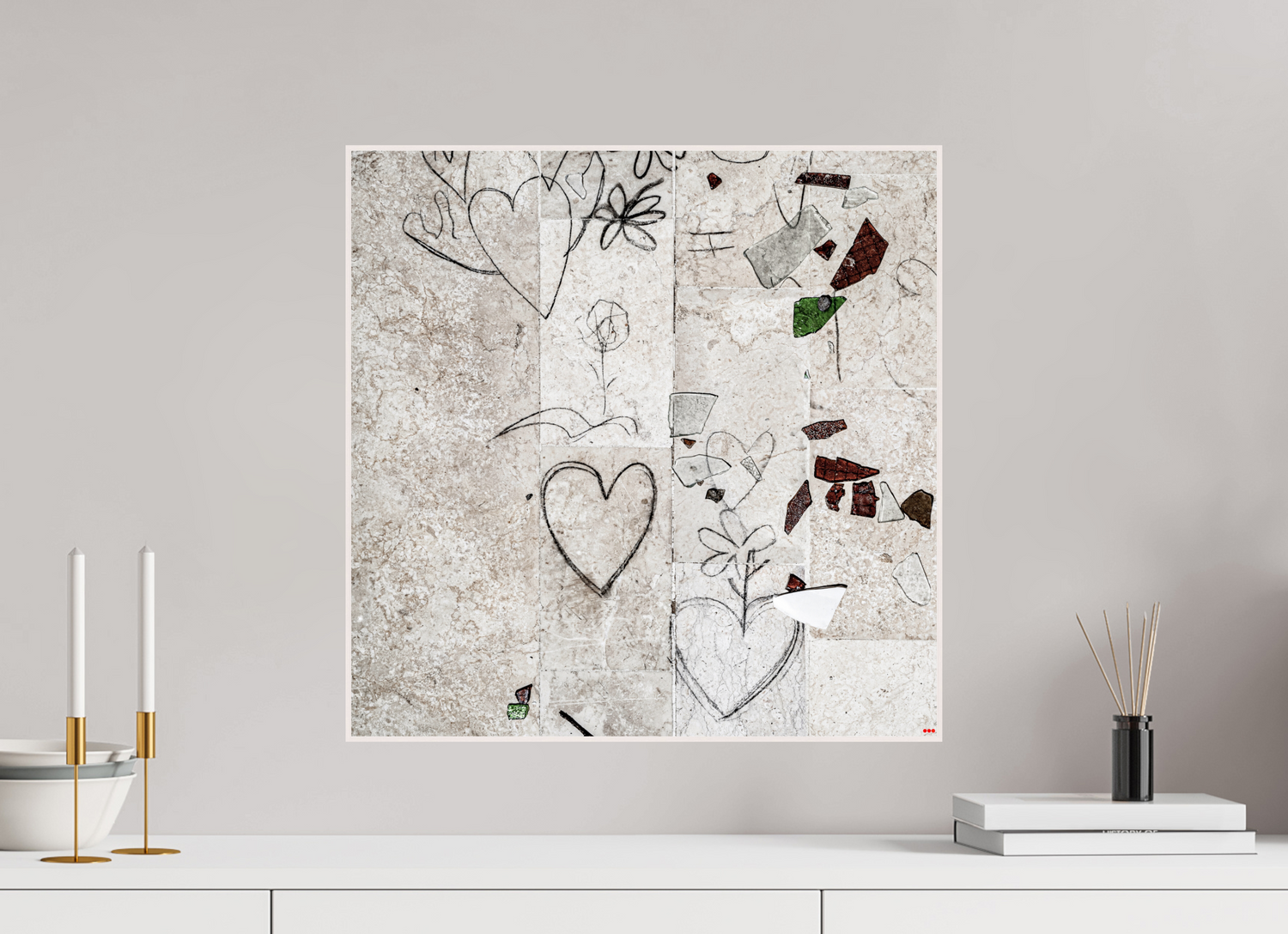 50 x 50 cm, Foto in ArtBox aus Massivholz Ahorn weiß RED³ PH Chandelier II