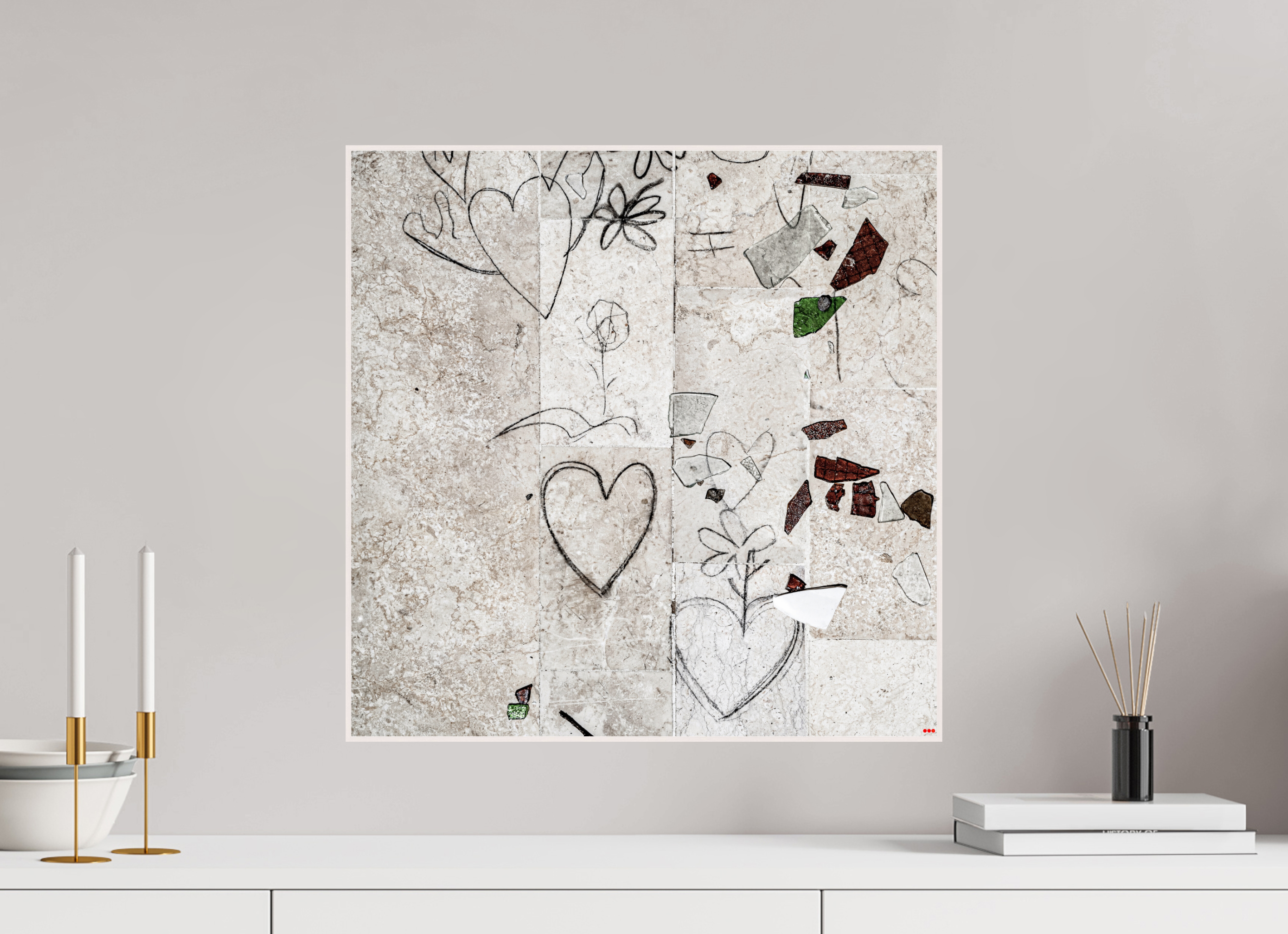 50 x 50 cm, Foto in ArtBox aus Massivholz Ahorn weiß RED³ PH Chandelier II