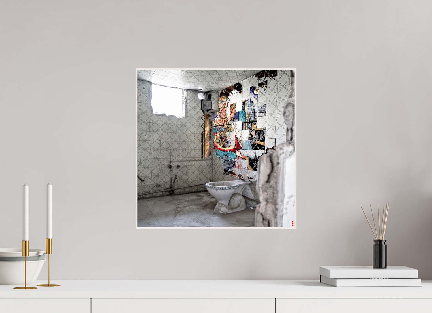 40 x 40 cm, Foto in ArtBox aus Massivholz Ahorn weiß RED³ SCSI Masirah II