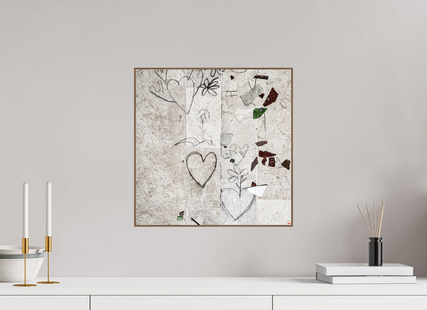 40 x 40 cm, Foto in ArtBox aus Massivholz Nussbaum RED³ PH Chandelier II