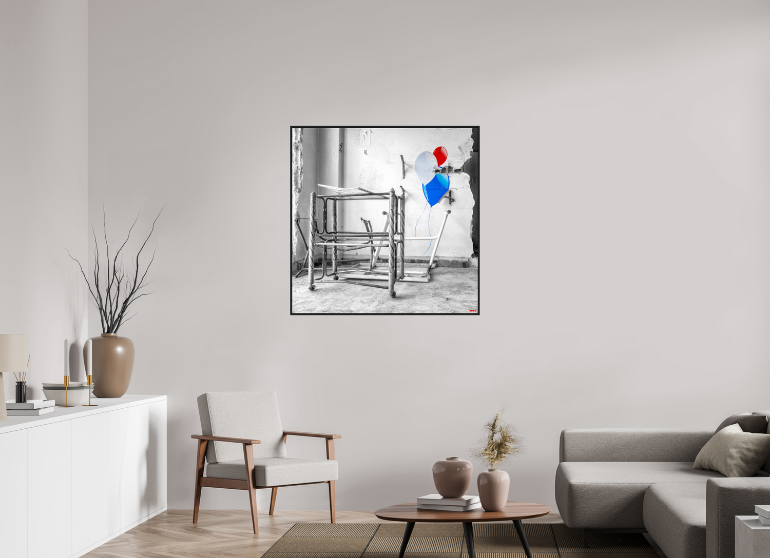 100 x 100 cm, Schattenfugen-Rahmen schwarz &amp; 2mm Acrylglas FA SCSI Mursal II