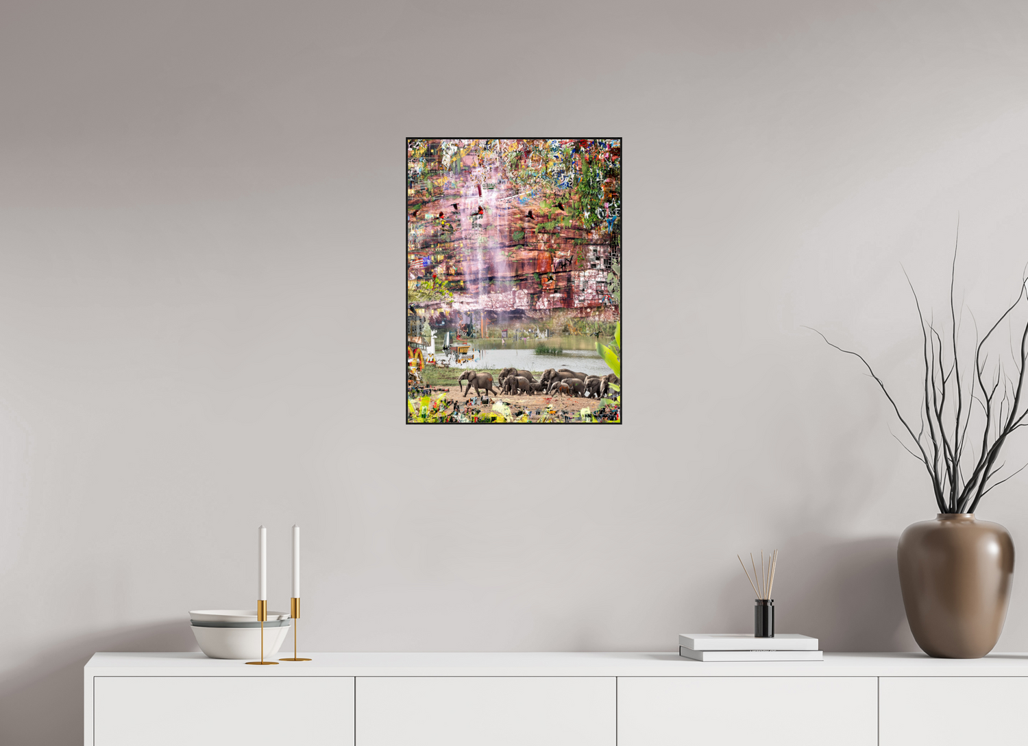 45 x 60 cm, Foto in ArtBox aus Massivholz Eiche schwarz RED³ WC Valdeci III