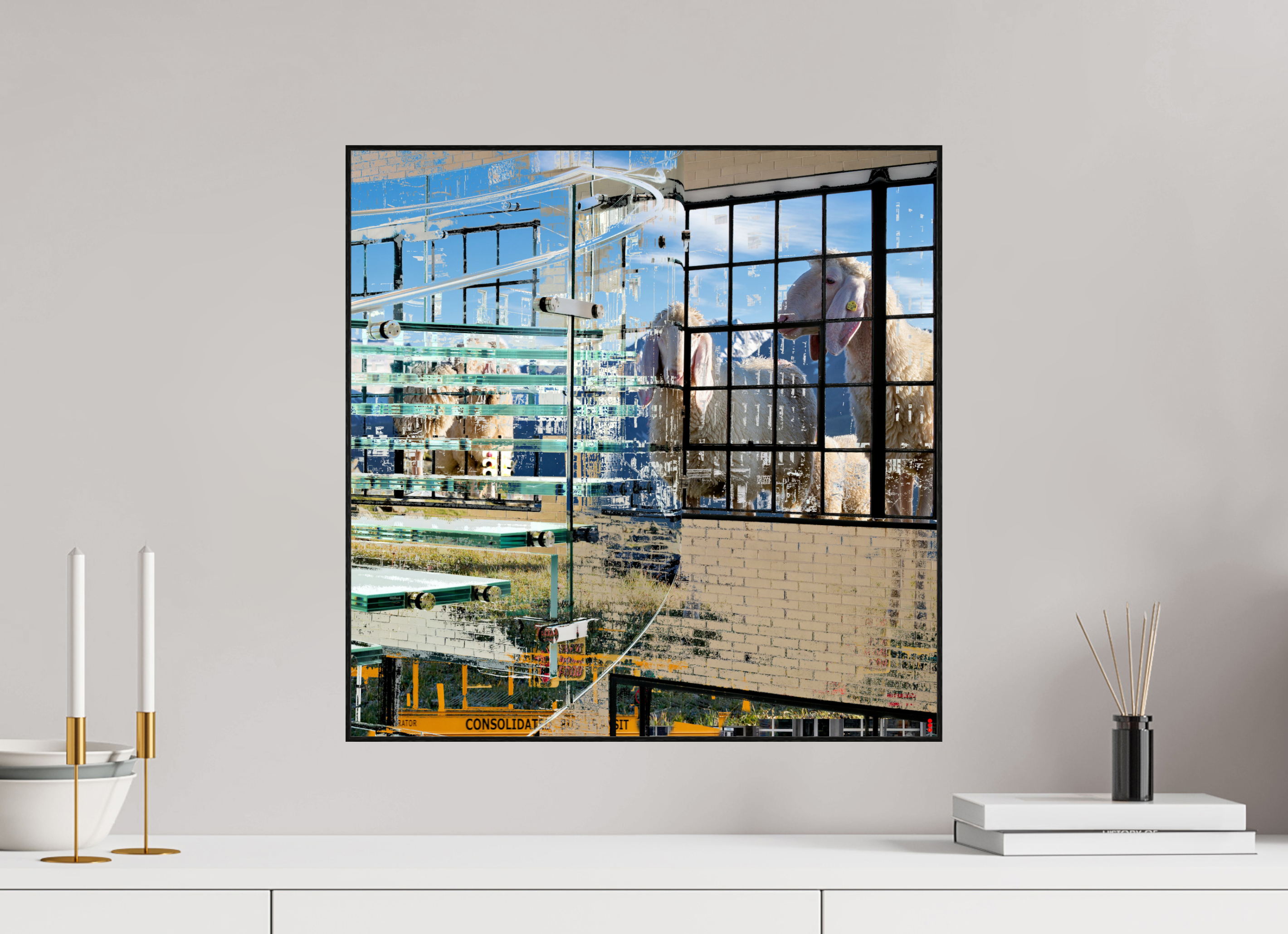 50 x 50 cm, Foto in ArtBox aus Massivholz Eiche schwarz RED³ HP Malia II