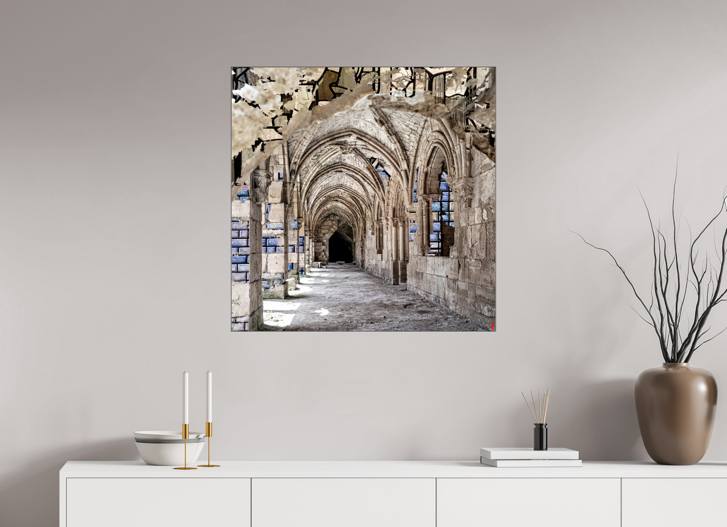 80 x 80 cm, Slimline Einfassung schwarz unter 2mm Acrylglas FA SCSI Mehdiya II