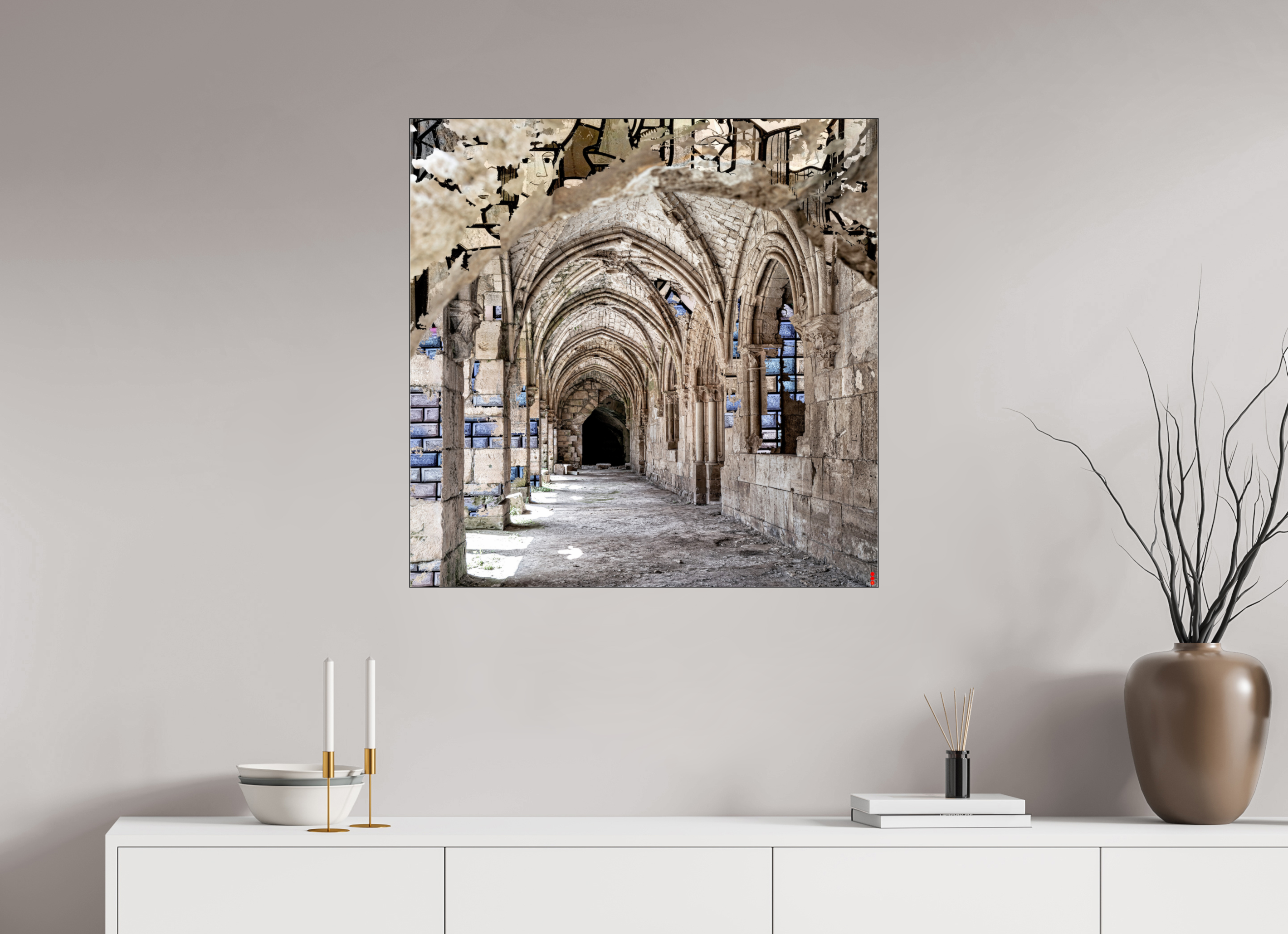 80 x 80 cm, Slimline Einfassung schwarz unter 2mm Acrylglas FA SCSI Mehdiya II