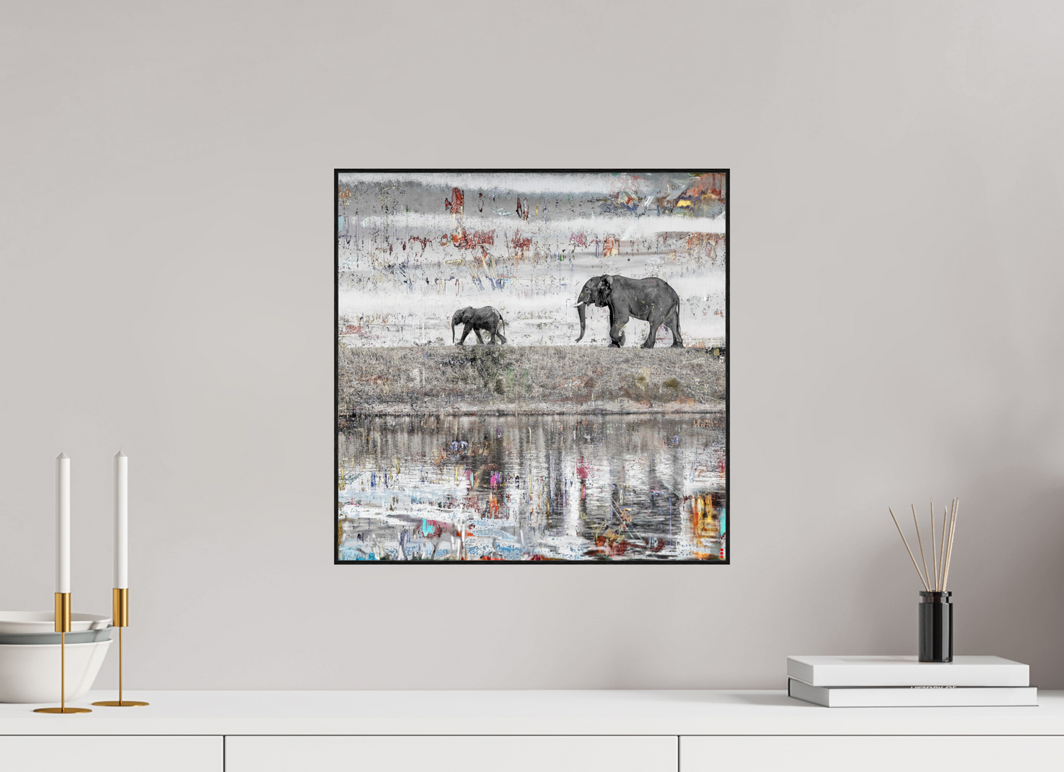 40 x 40 cm, Foto in ArtBox aus Massivholz Eiche schwarz RED³ WC Akuji II