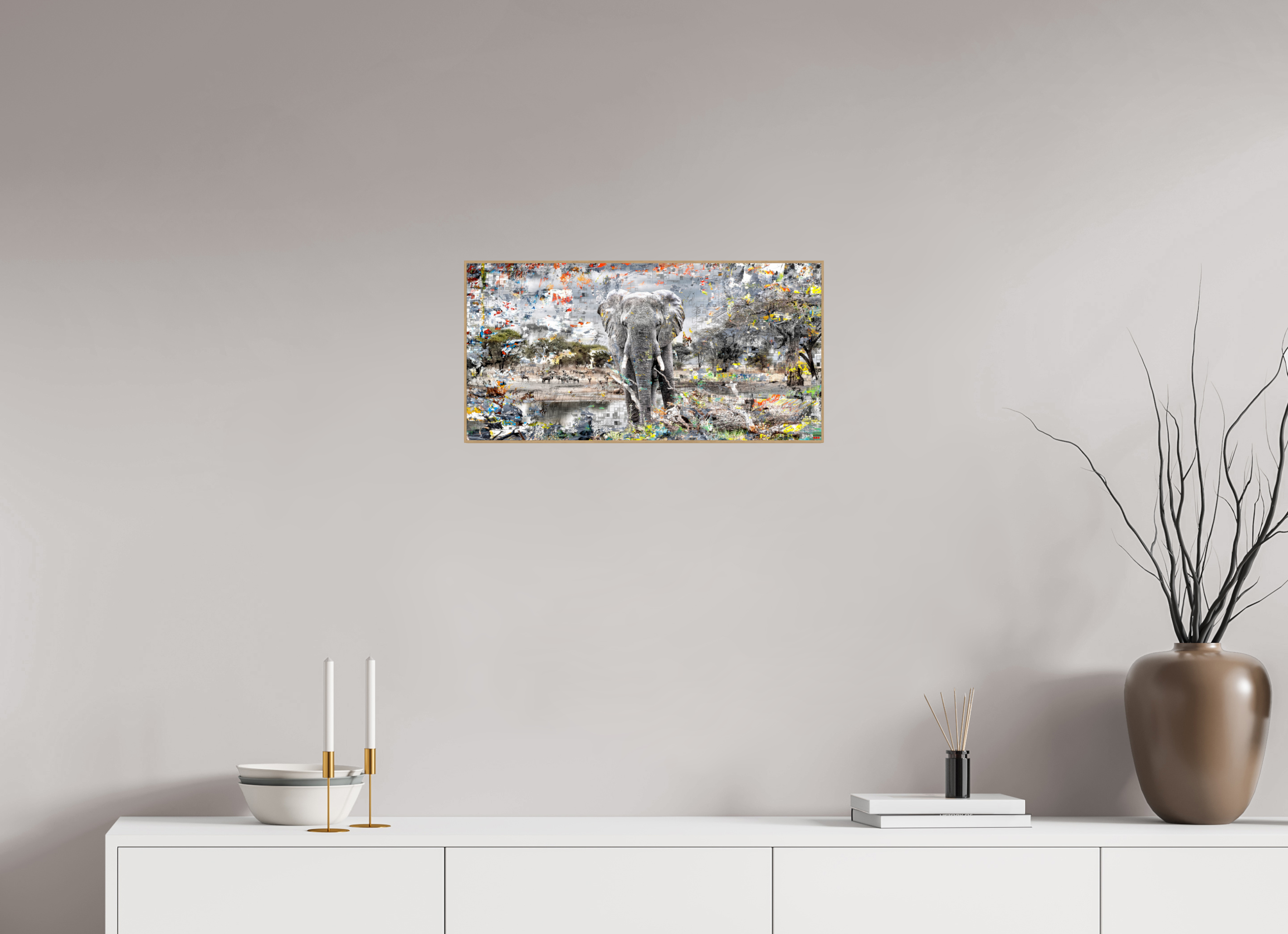 60 x 30 cm, Foto in ArtBox aus Massivholz Eiche natur RED³ WC Kajika V