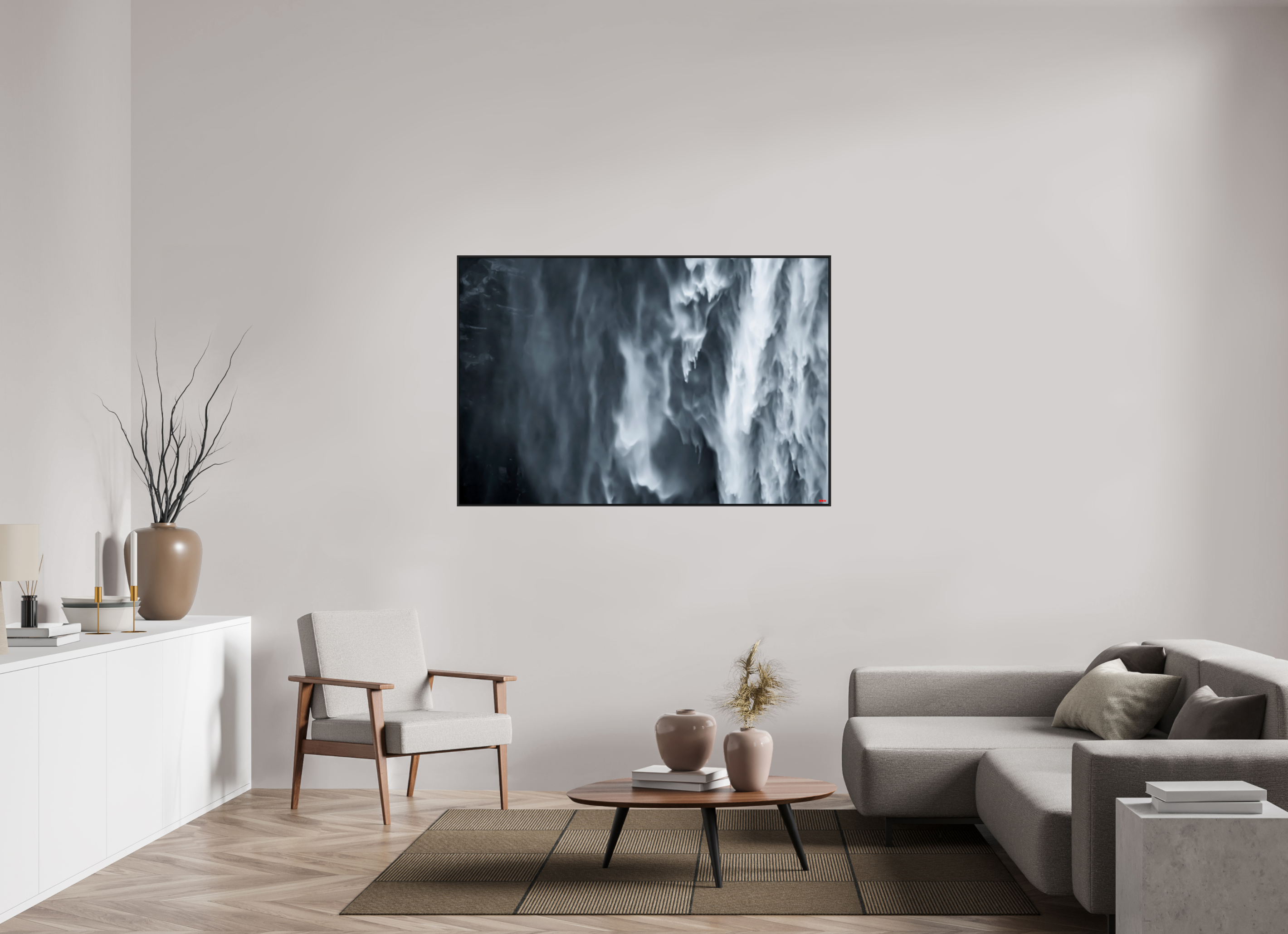 150 x 100 cm, Schattenfugen-Rahmen schwarz &amp; 2mm Acrylglas FA PH Oats in the Water I