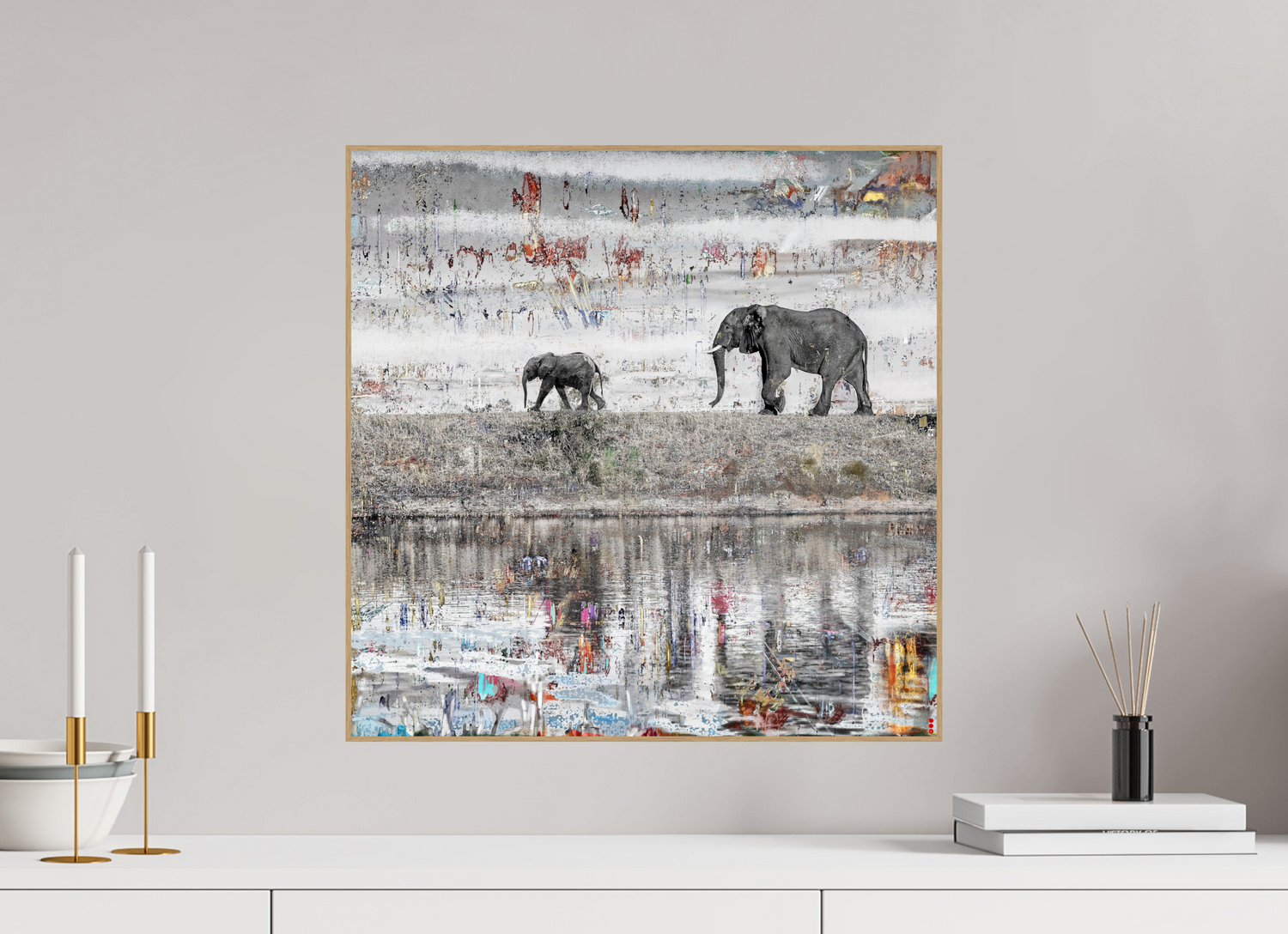 50 x 50 cm, Foto in ArtBox aus Massivholz Eiche natur RED³ WC Akuji II