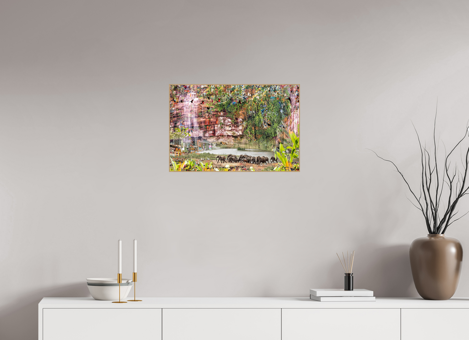 60 x 40 cm, Foto in ArtBox aus Massivholz Eiche natur RED³ WC Valdeci I