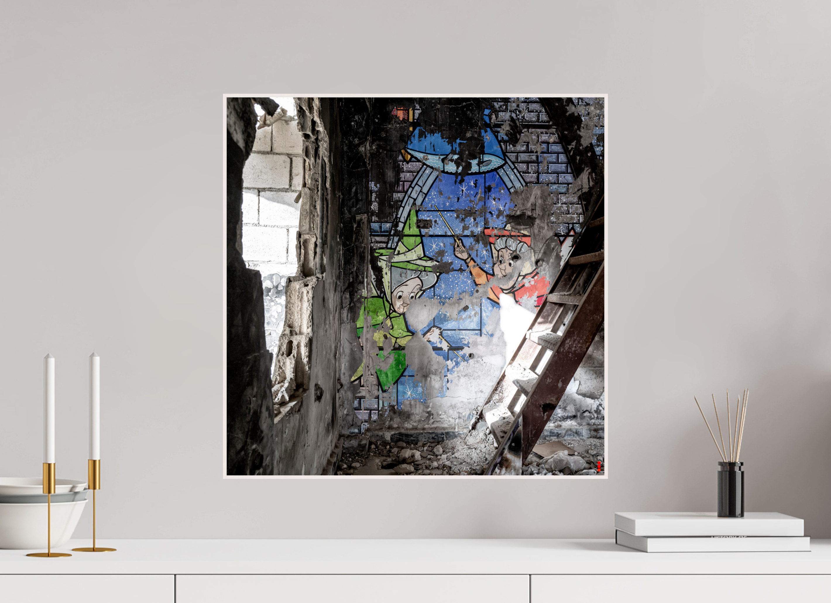 50 x 50 cm, Foto in ArtBox aus Massivholz Ahorn weiß RED³ SCSI Mazaya II