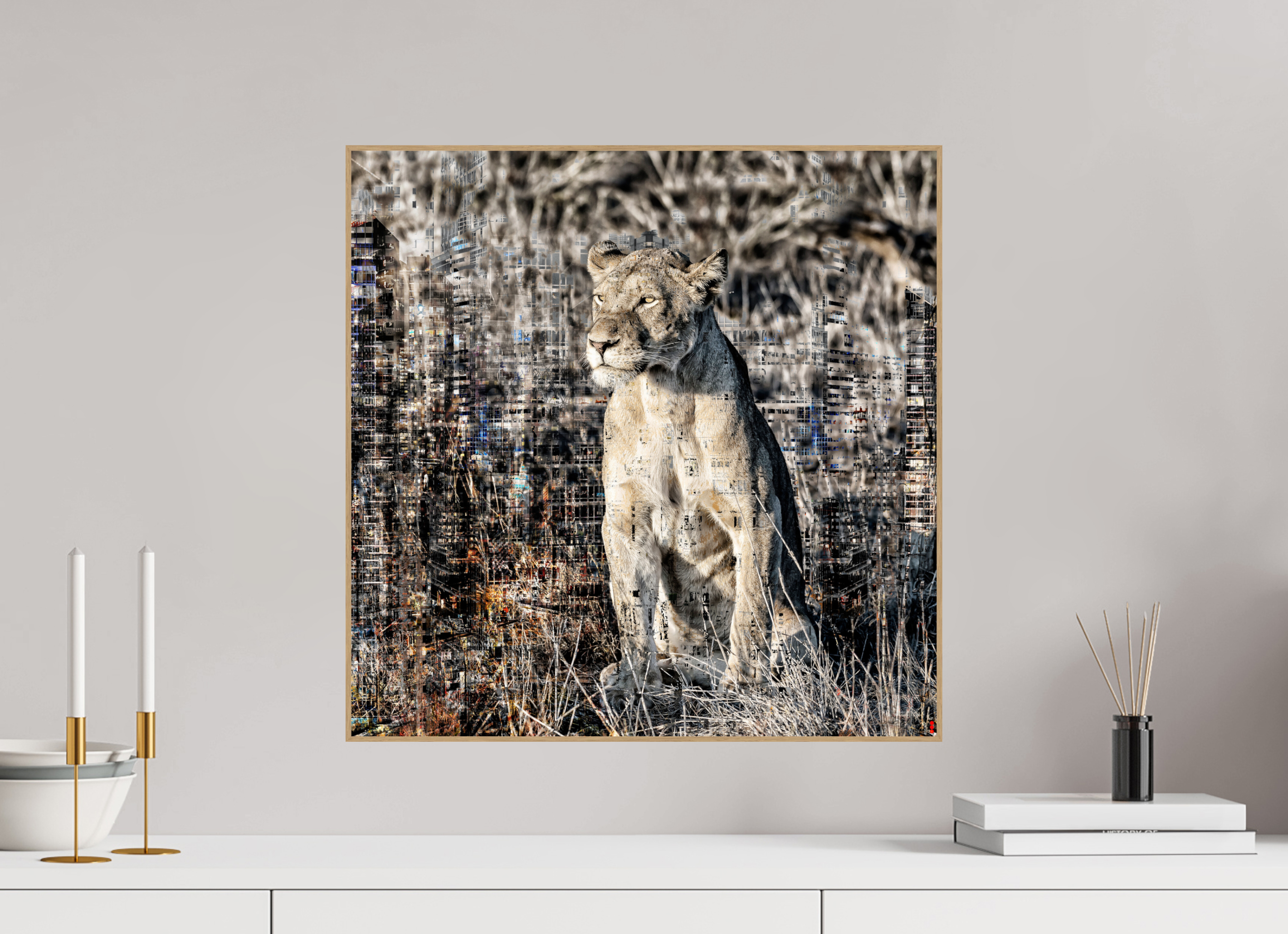 50 x 50 cm, Foto in ArtBox aus Massivholz Eiche natur RED³ WC Adwoa II