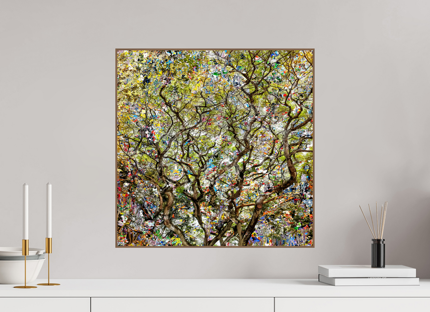 50 x 50 cm, Foto in ArtBox aus Massivholz Nussbaum RED³ HP Shakini II