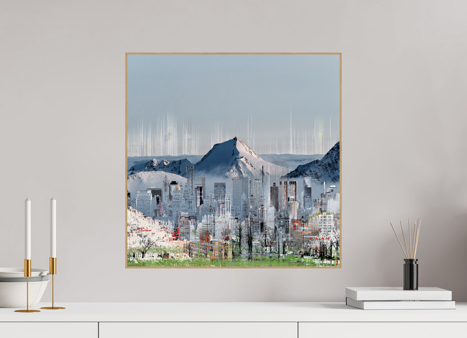 50 x 50 cm, Foto in ArtBox aus Massivholz Eiche natur RED³ HP Mafuane II