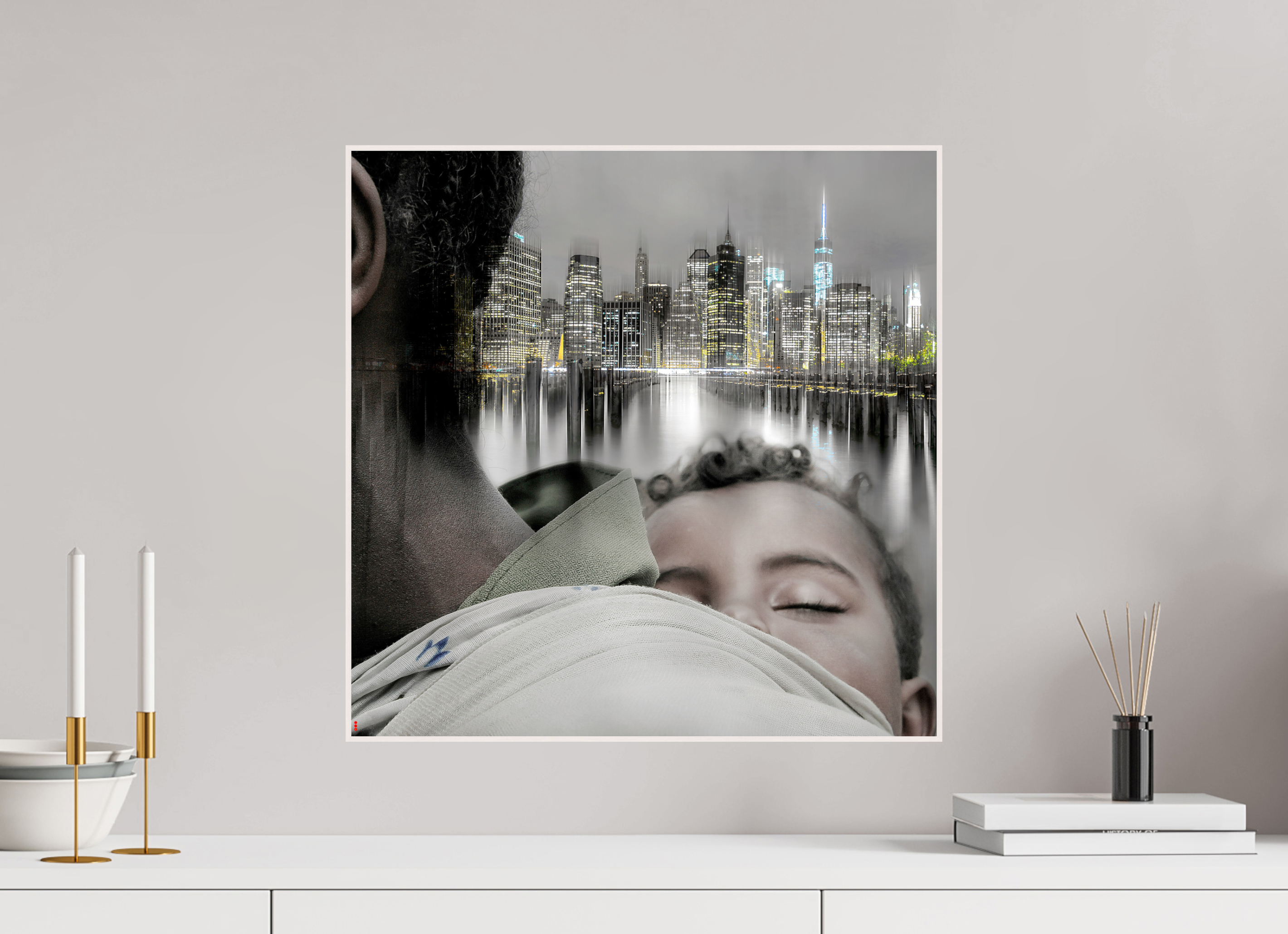 50 x 50 cm, Foto in ArtBox aus Massivholz Ahorn weiß RED³ HP Aisha II