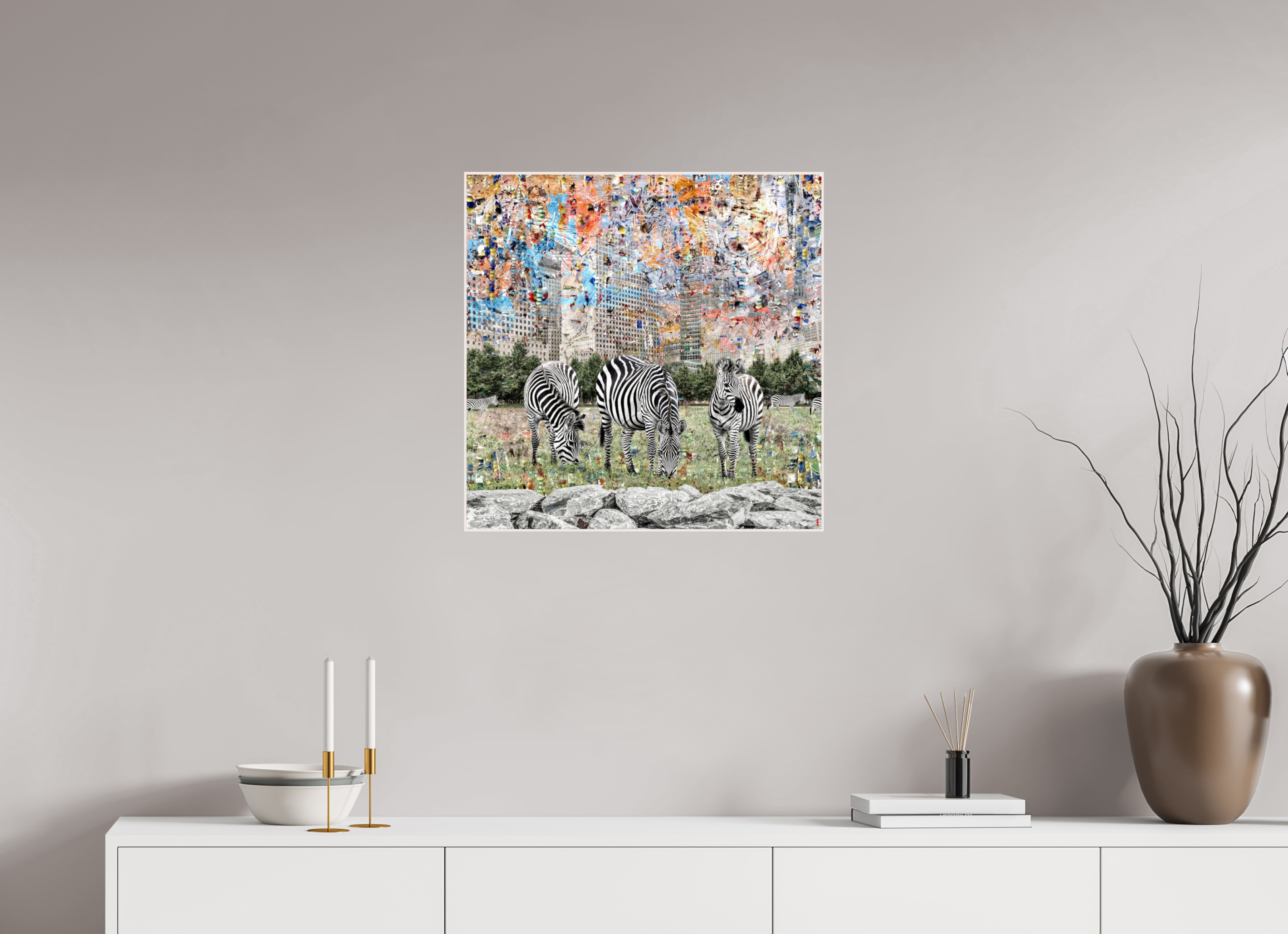 60 x 60 cm, Foto in ArtBox aus Massivholz Ahorn weiß RED³ WC Amaya II