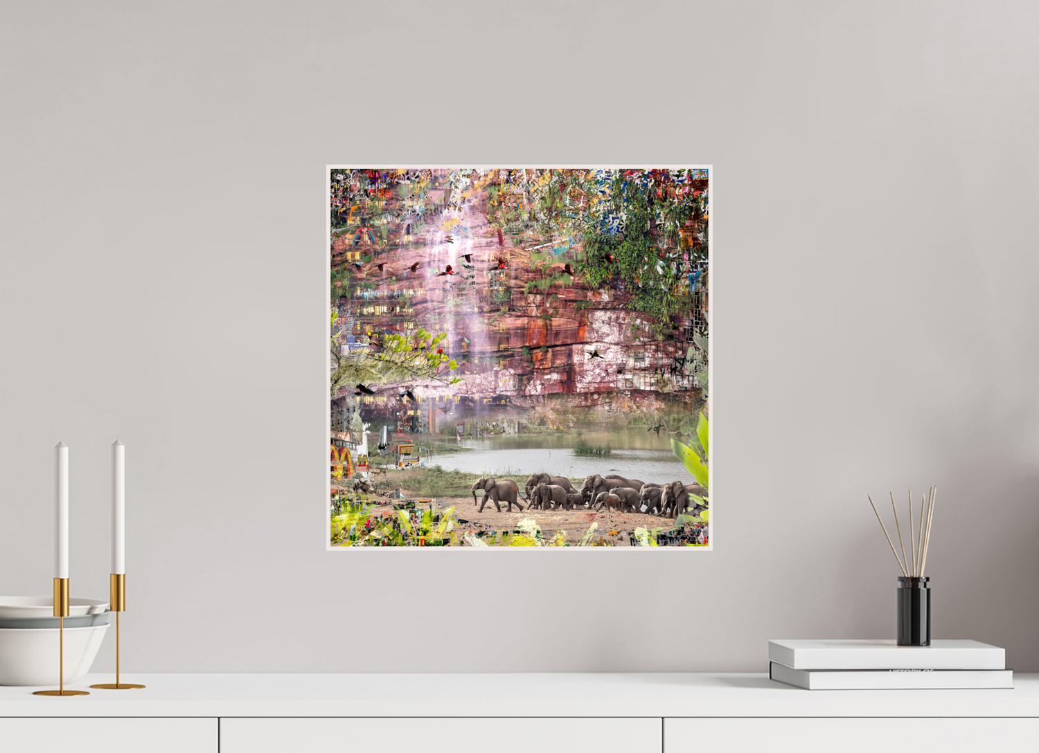 40 x 40 cm, Foto in ArtBox aus Massivholz Ahorn weiß RED³ WC Valdeci II