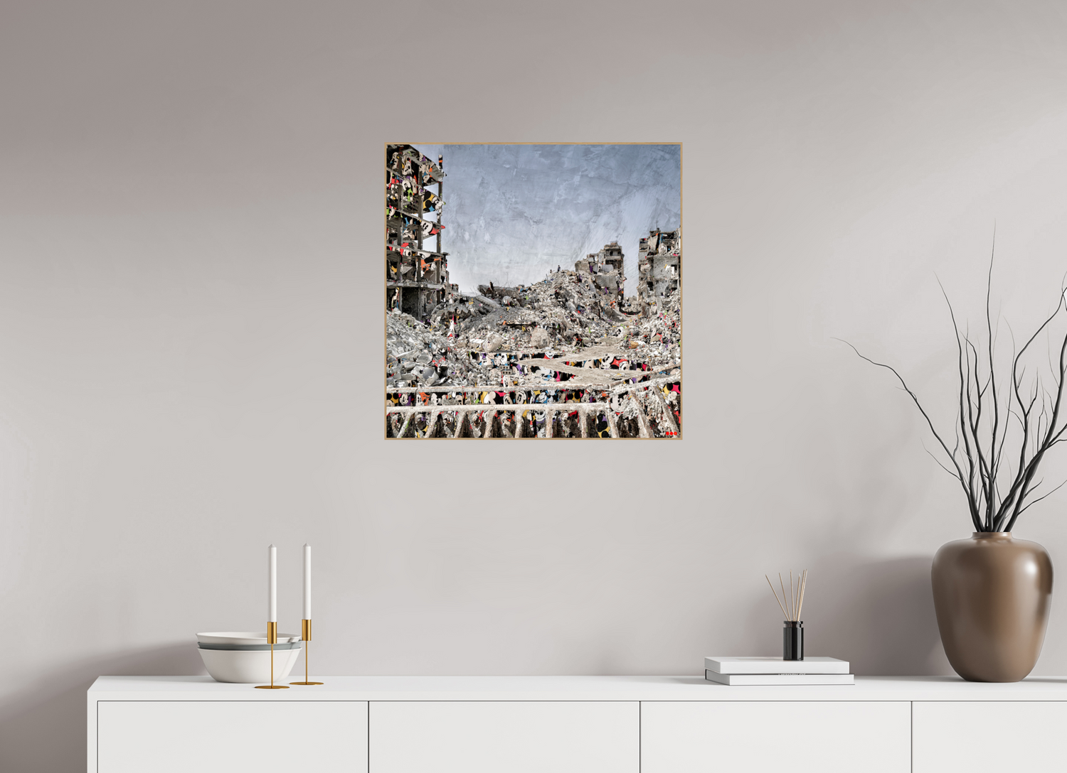 60 x 60 cm, Foto in ArtBox aus Massivholz Eiche natur RED³ SCSI Majid II