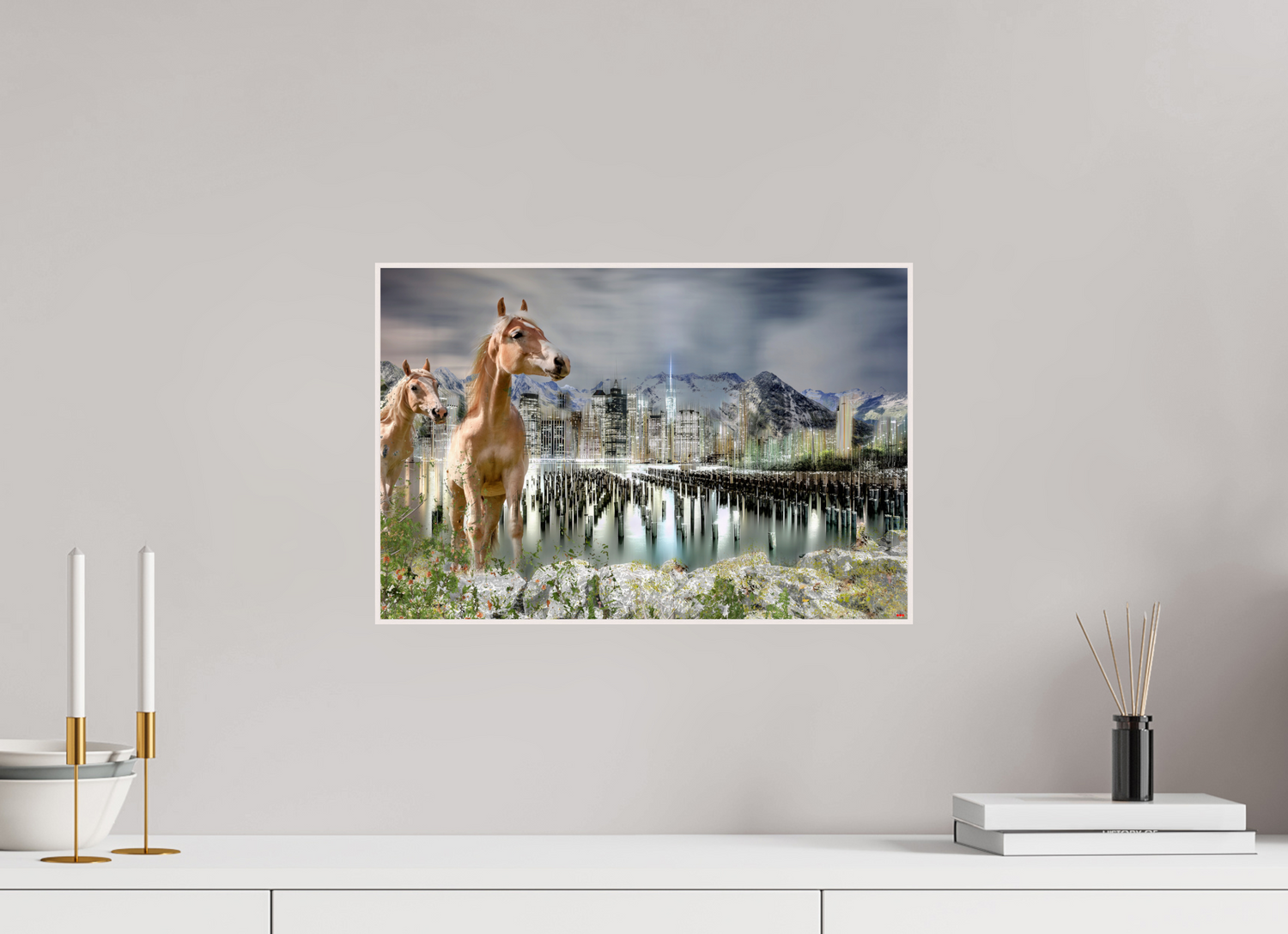 45 x 30 cm, Foto in ArtBox aus Massivholz Ahorn weiß RED³ HP Amazia I