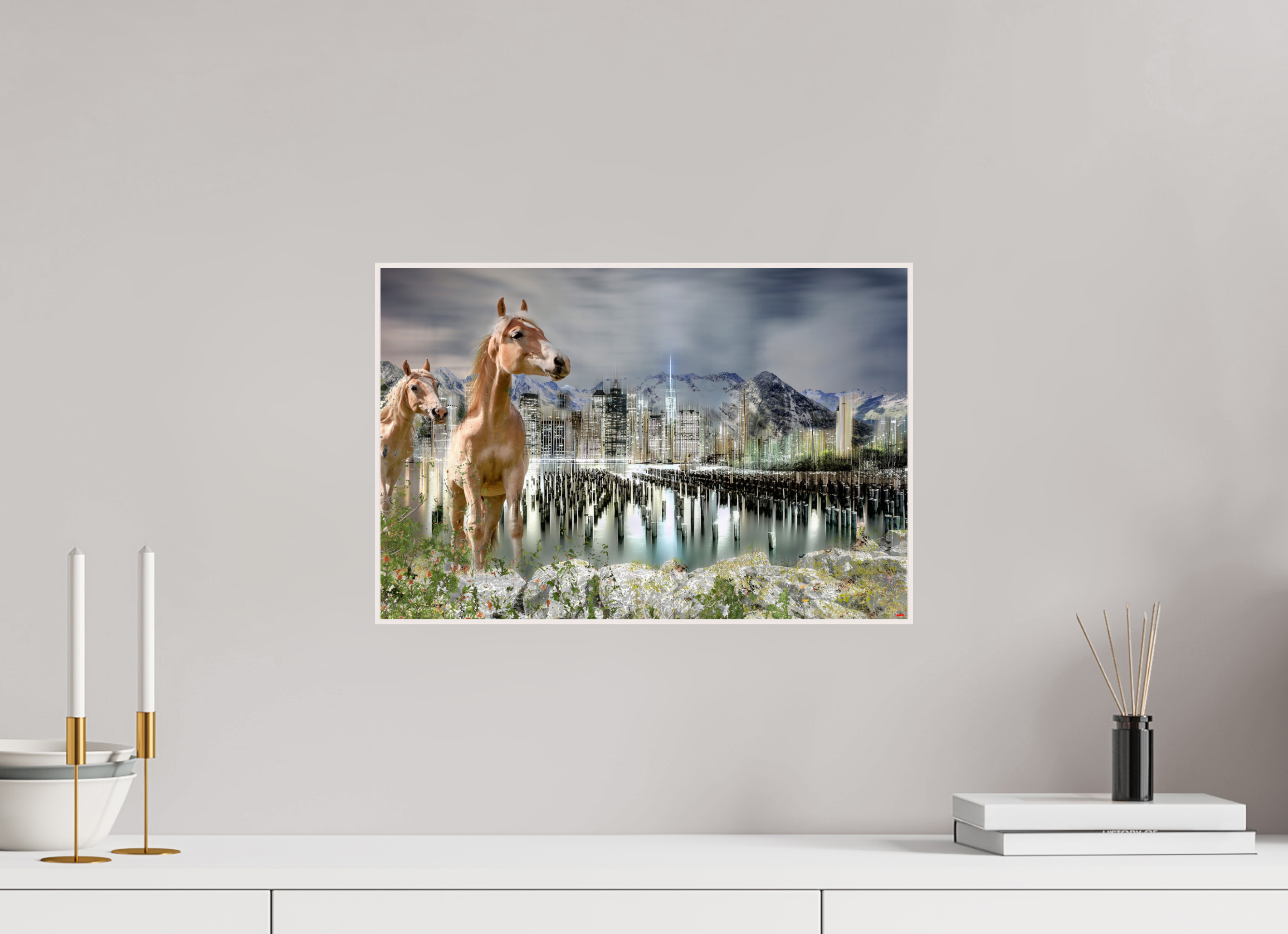 45 x 30 cm, Foto in ArtBox aus Massivholz Ahorn weiß RED³ HP Amazia I