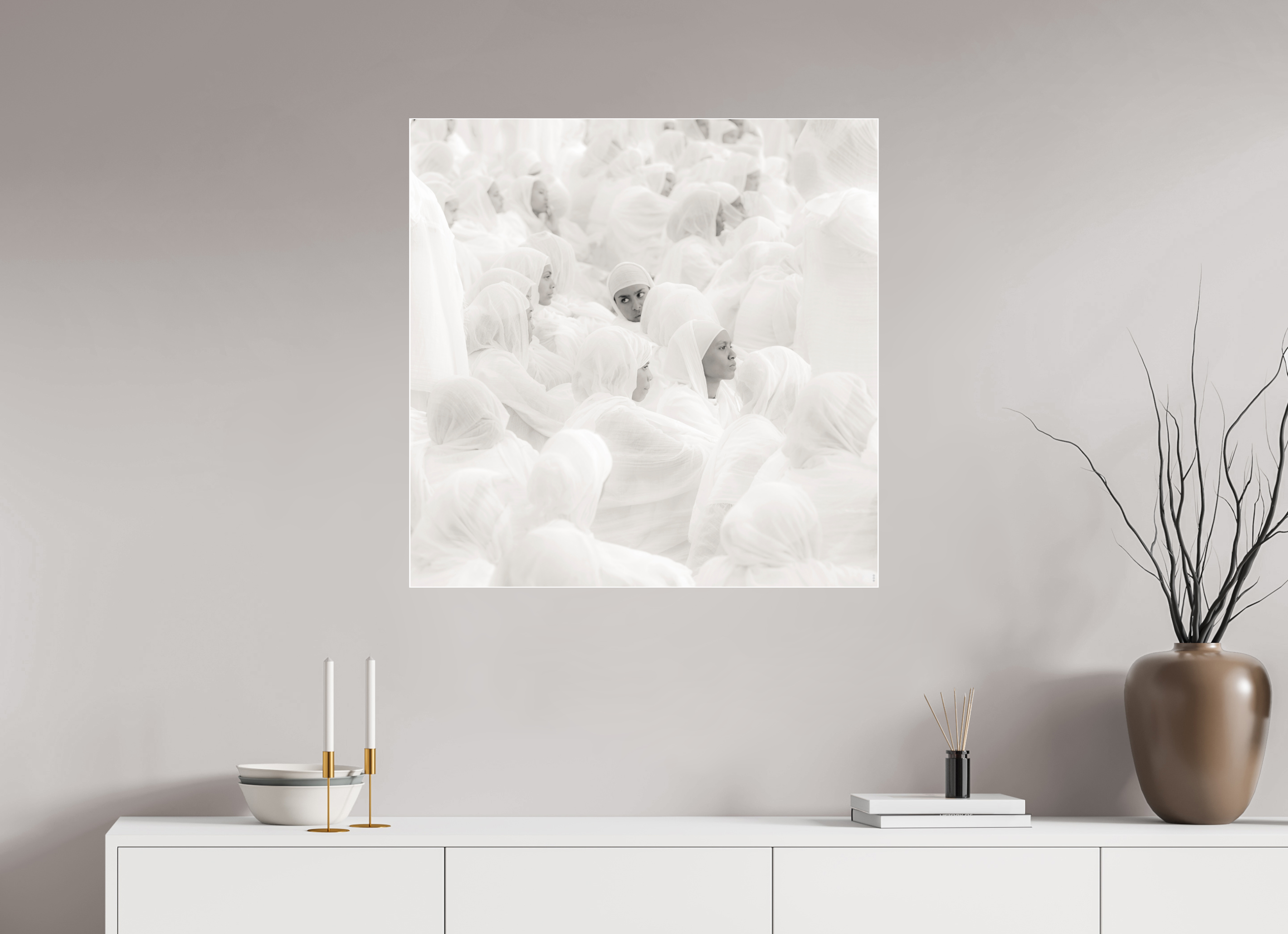 80 x 80 cm, Slimline Einfassung weiss unter 2mm Acrylglas FA PH Malia II
