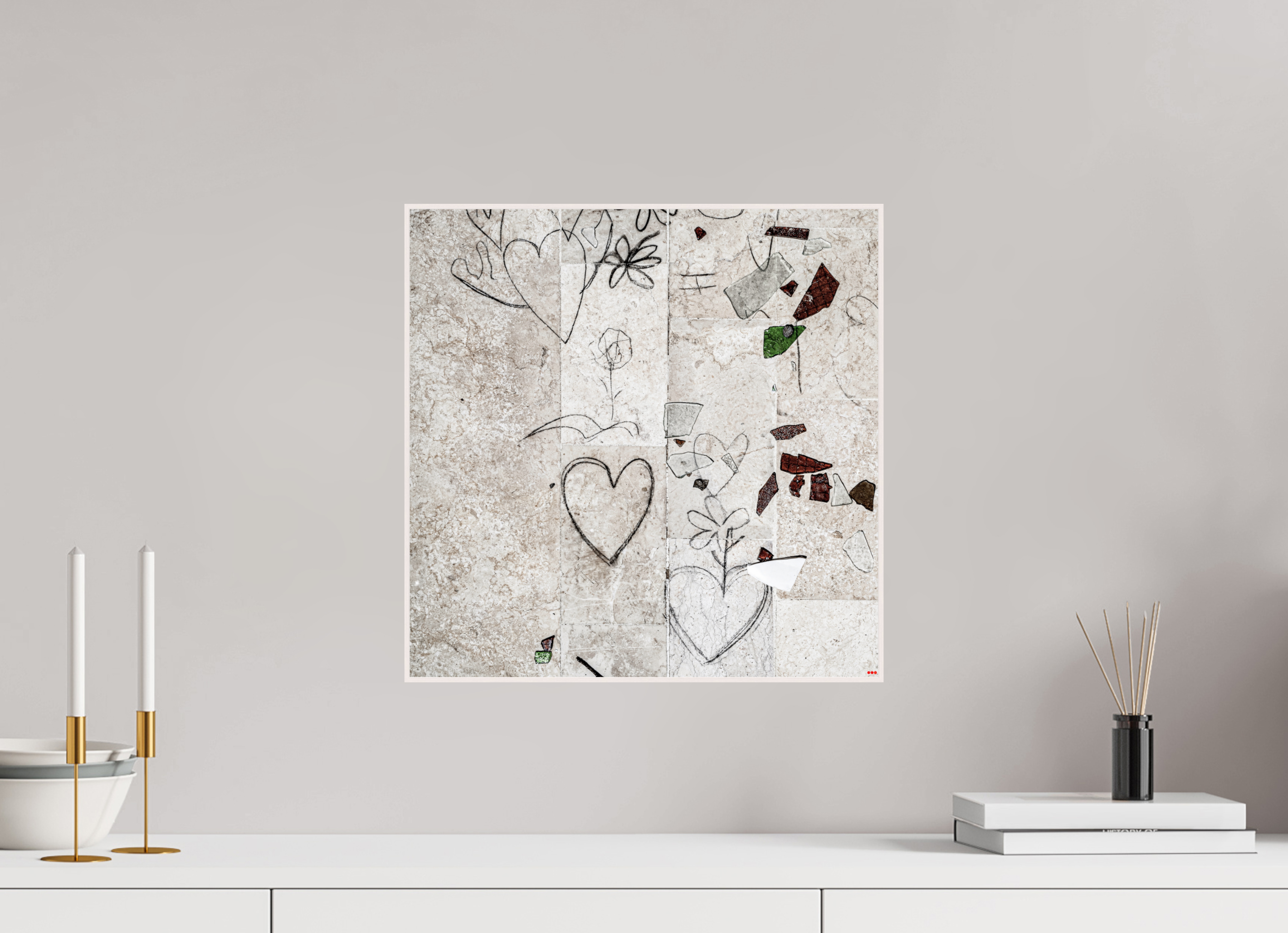 40 x 40 cm, Foto in ArtBox aus Massivholz Ahorn weiß RED³ PH Chandelier II