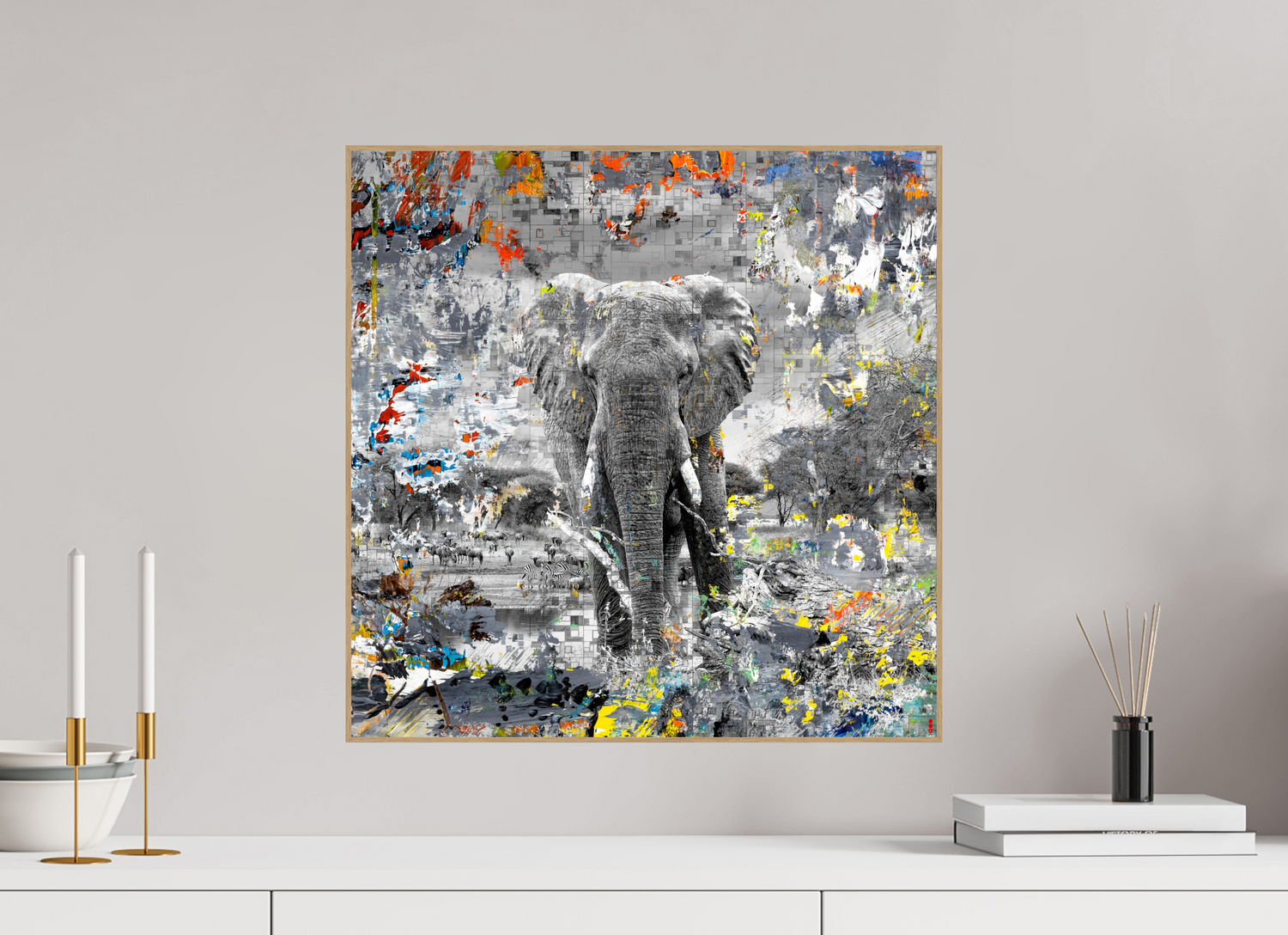 50 x 50 cm, Foto in ArtBox aus Massivholz Eiche natur RED³ WC Kajika II