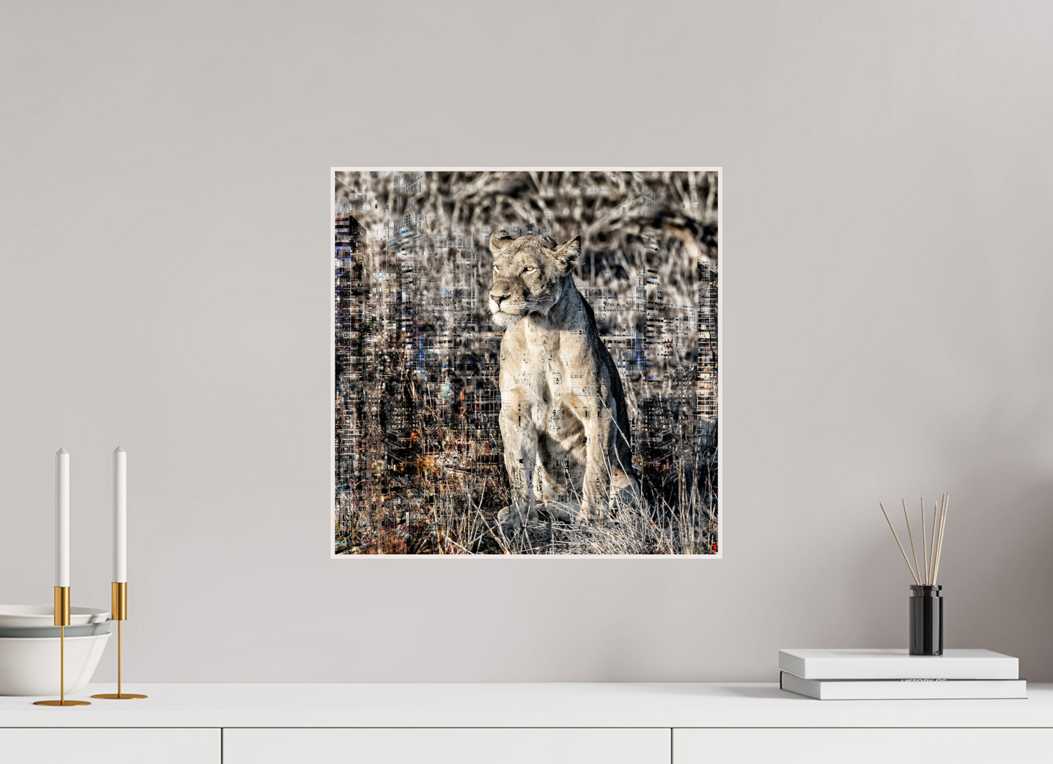 40 x 40 cm, Foto in ArtBox aus Massivholz Ahorn weiß RED³ WC Adwoa II