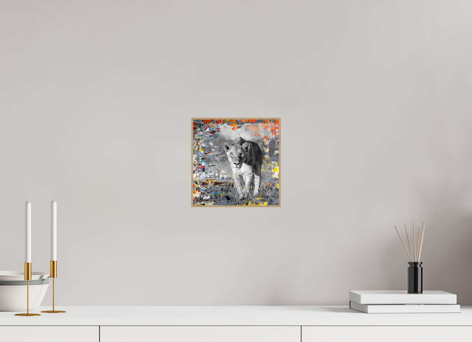 20 x 20 cm, Foto in ArtBox aus Massivholz Eiche natur RED³ WC Lamaya II