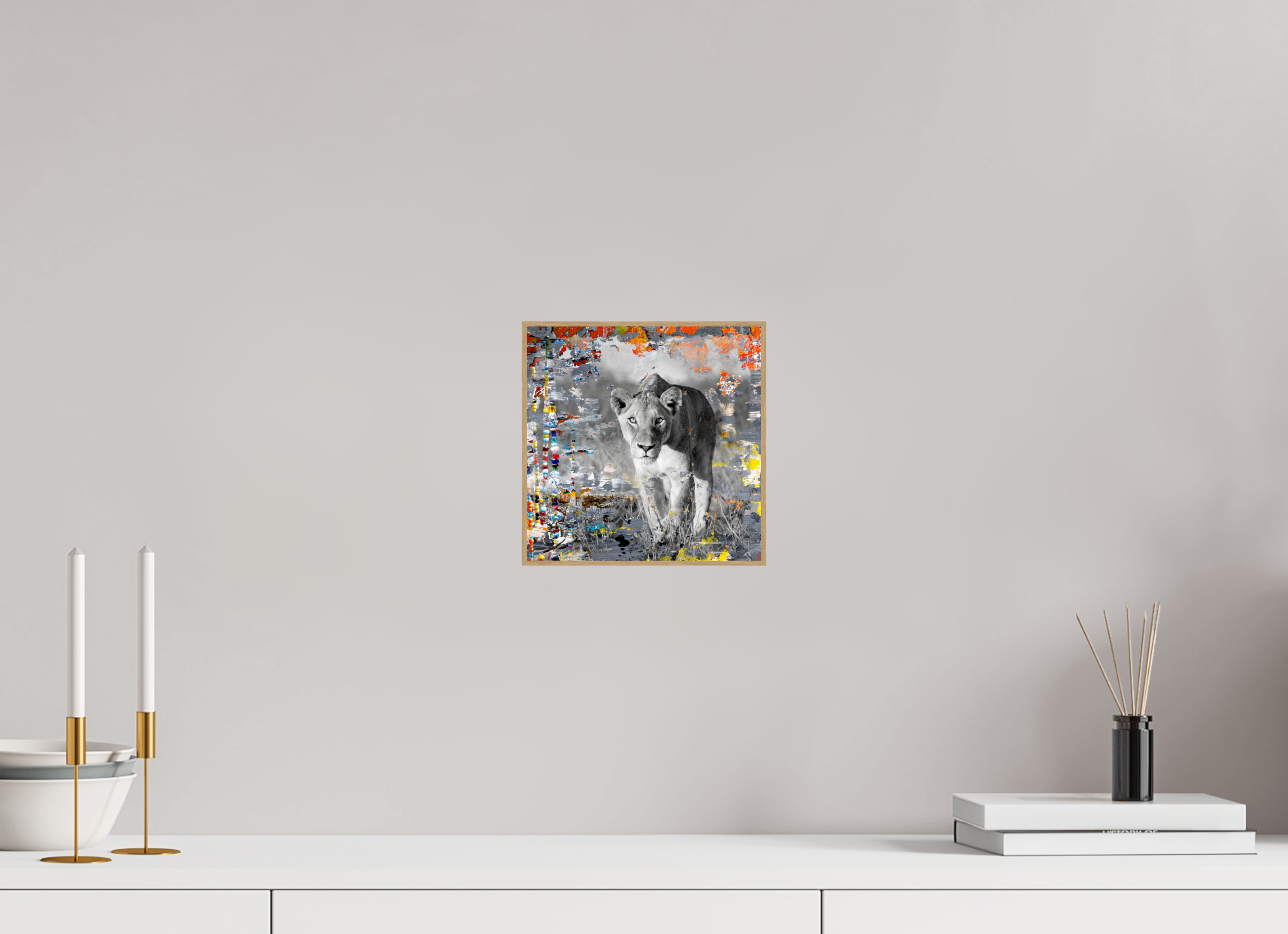 20 x 20 cm, Foto in ArtBox aus Massivholz Eiche natur RED³ WC Lamaya II