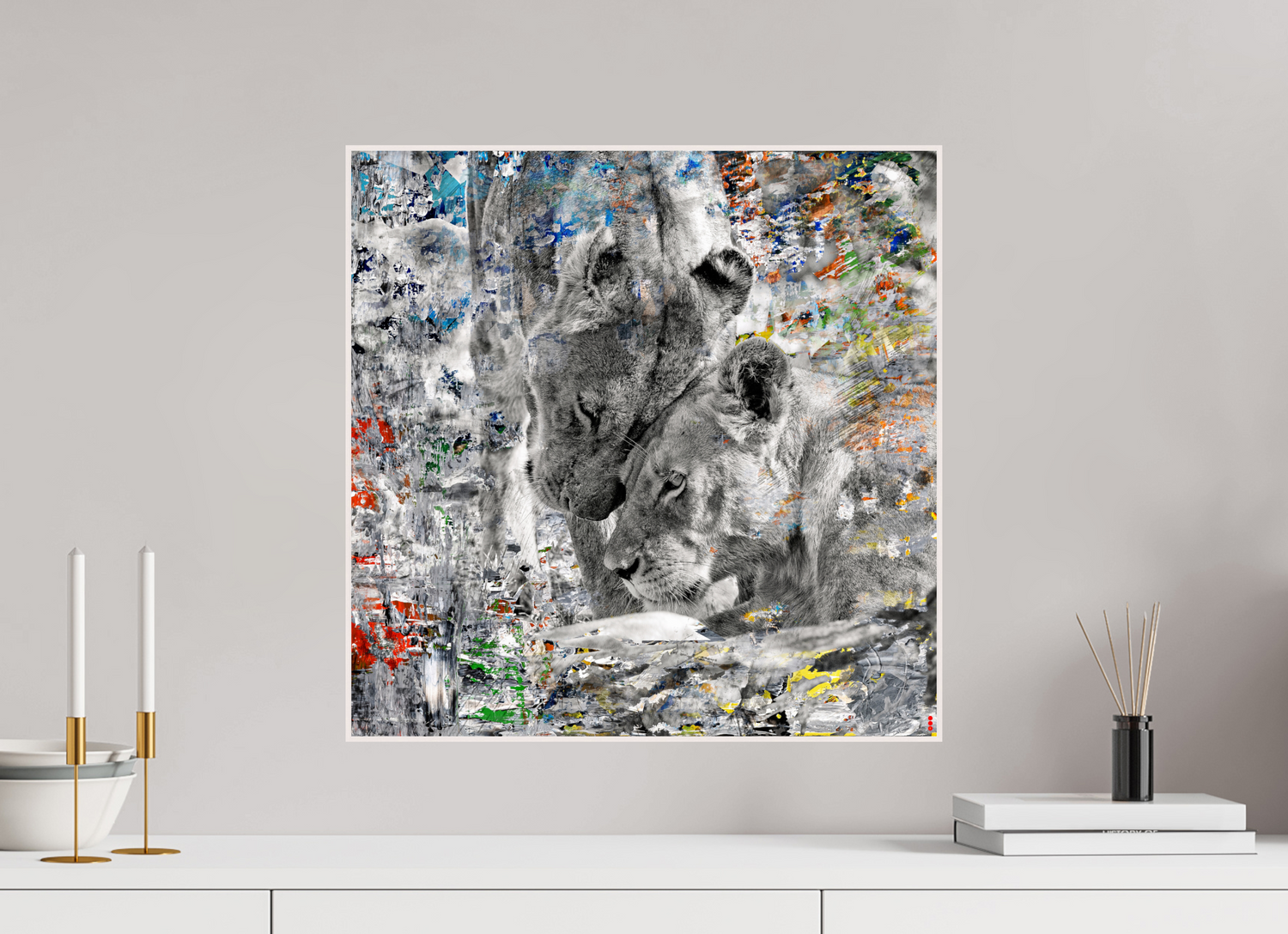 50 x 50 cm, Foto in ArtBox aus Massivholz Ahorn weiß RED³ WC Layamaya II