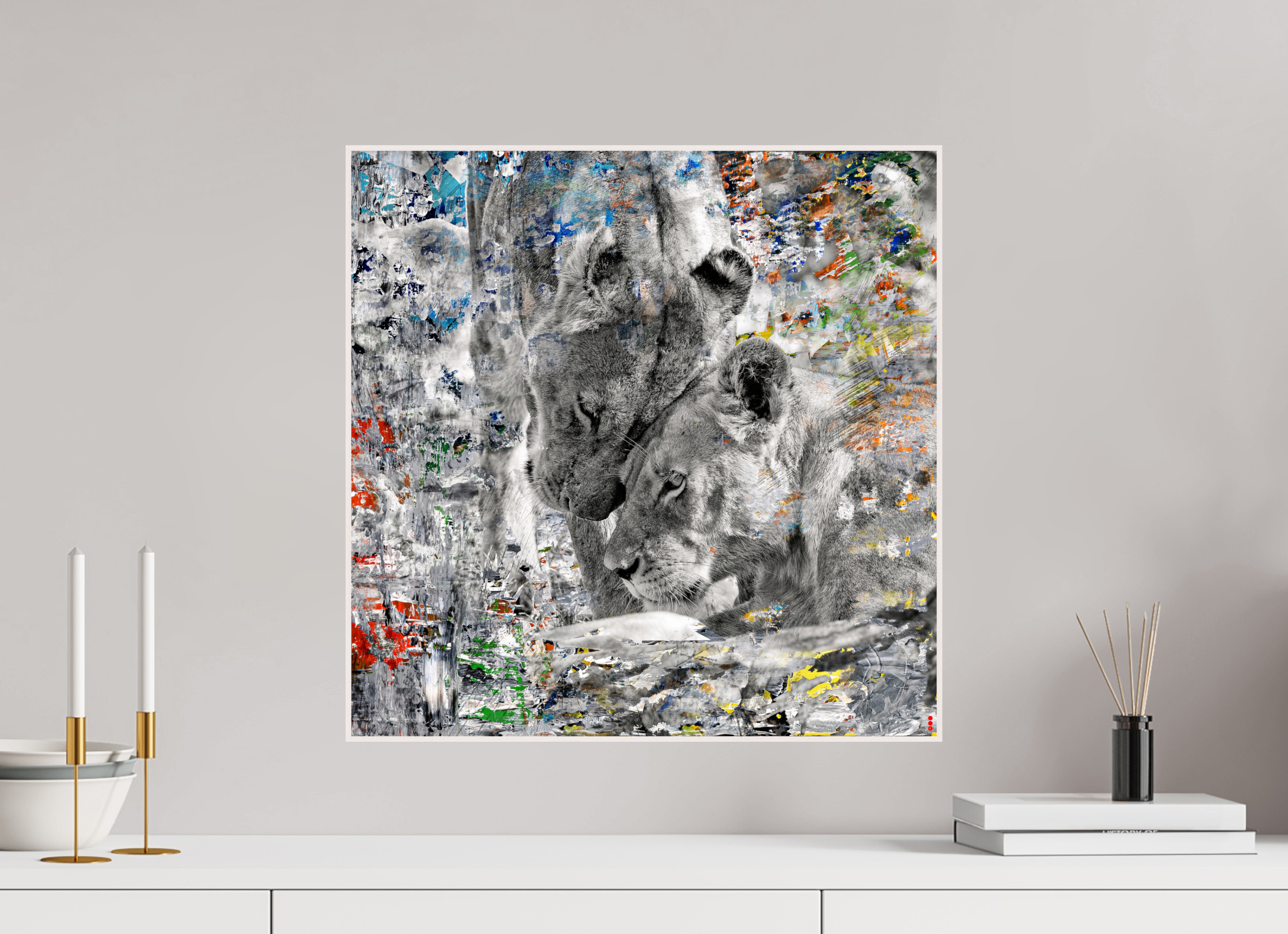 50 x 50 cm, Foto in ArtBox aus Massivholz Ahorn weiß RED³ WC Layamaya II