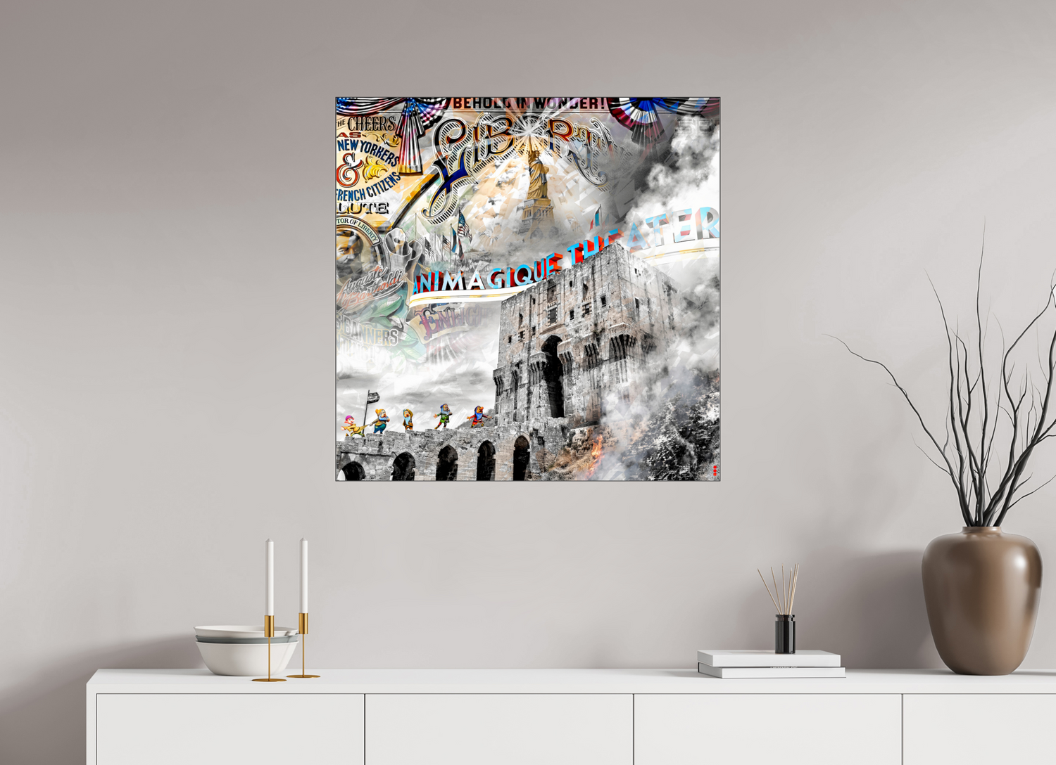 80 x 80 cm, Slimline Einfassung schwarz unter 2mm Acrylglas FA SCSI Mumtaz II