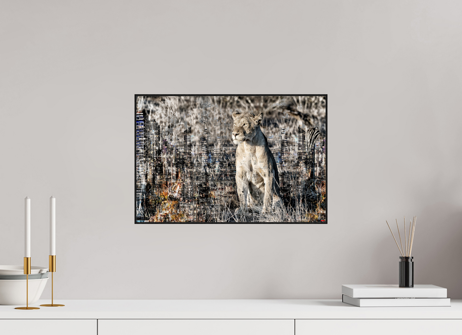 45 x 30 cm, Foto in ArtBox aus Massivholz Eiche schwarz RED³ WC Adwoa I