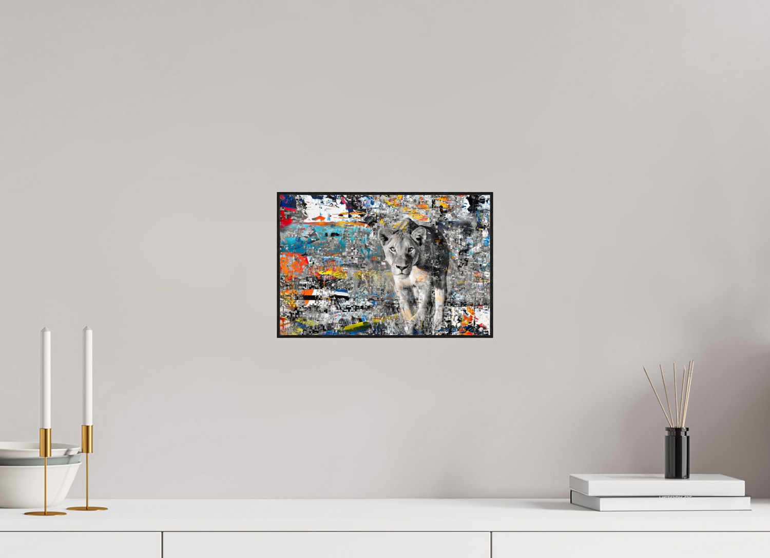 30 x 20 cm, Foto in ArtBox aus Massivholz Eiche schwarz RED³ WC Kachine I