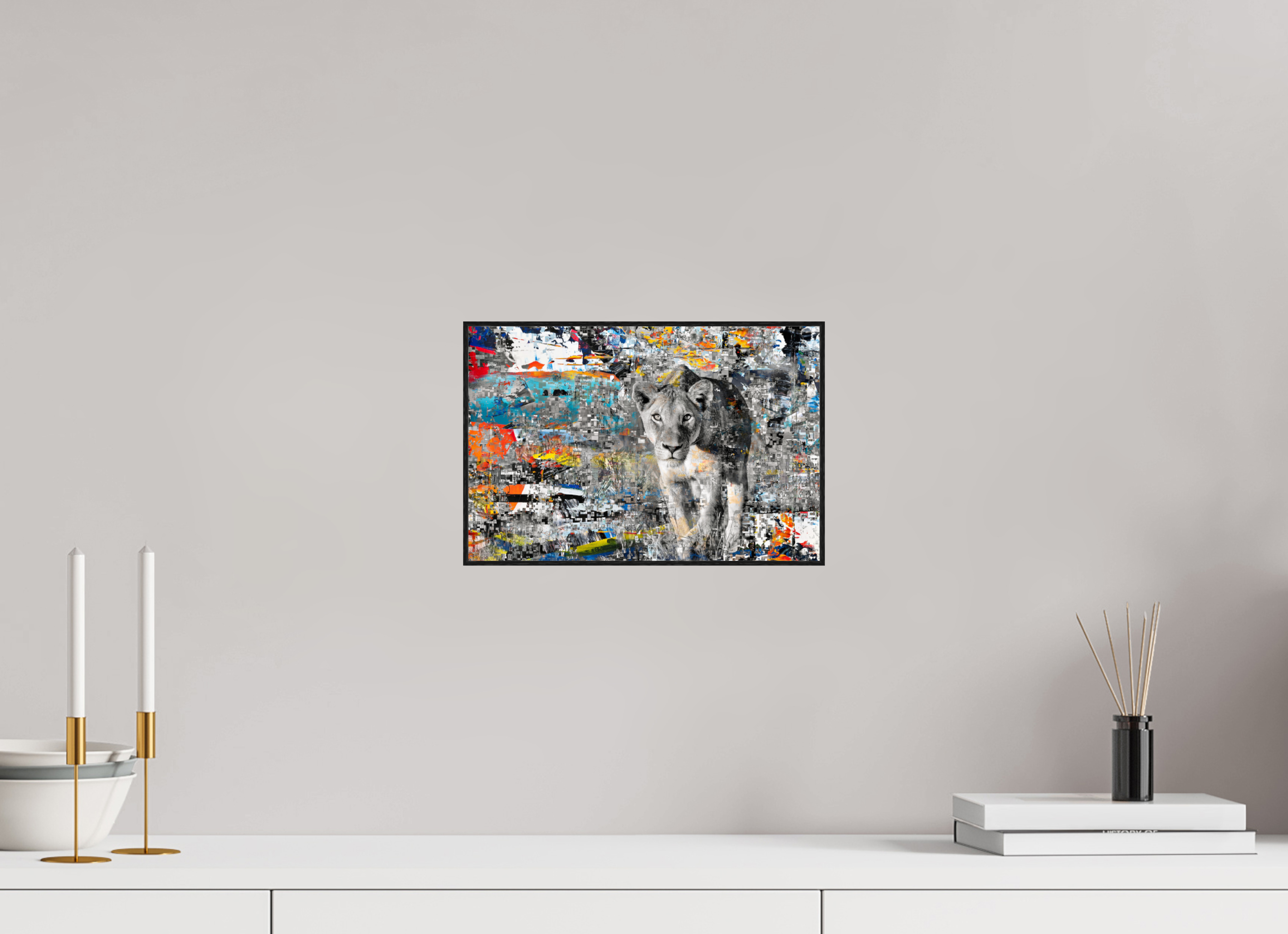 30 x 20 cm, Foto in ArtBox aus Massivholz Eiche schwarz RED³ WC Kachine I