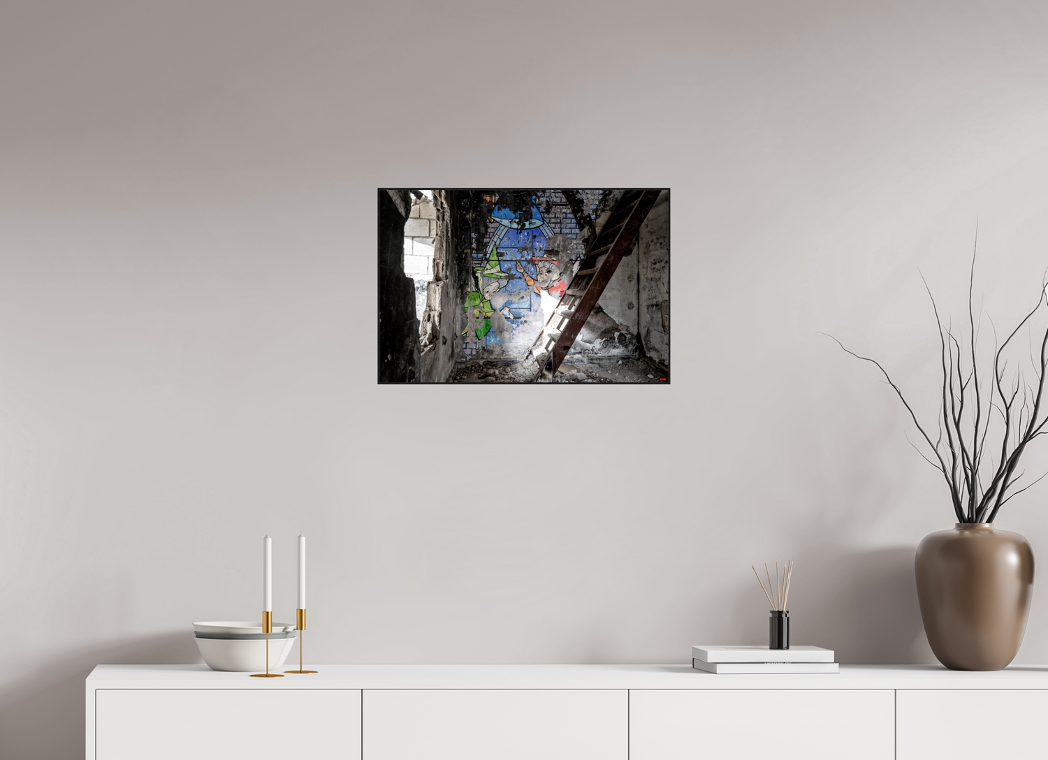 60 x 40 cm, Foto in ArtBox aus Massivholz Eiche schwarz RED³ SCSI Mazaya I