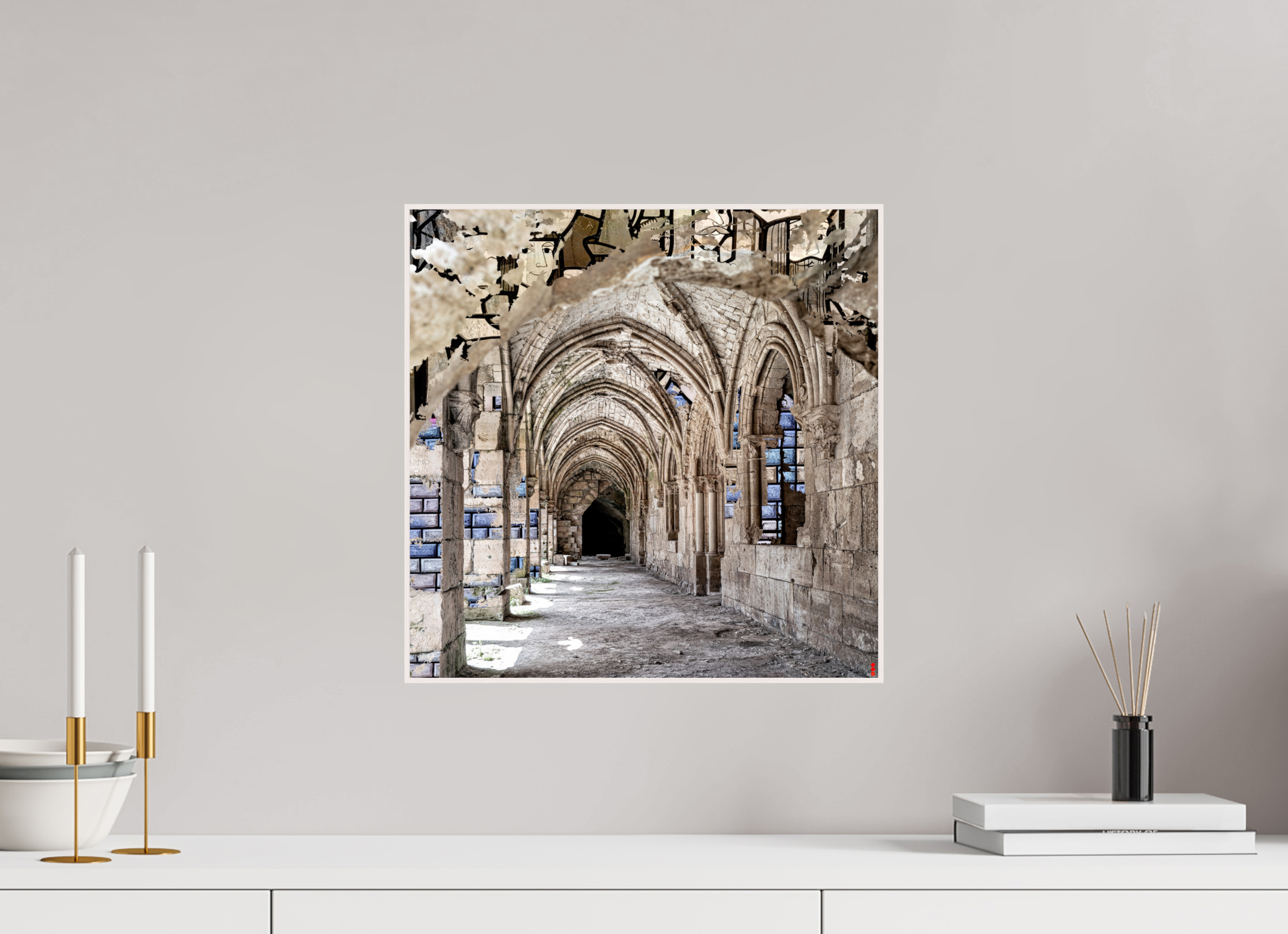 40 x 40 cm, Foto in ArtBox aus Massivholz Ahorn weiß RED³ SCSI Mehdiya II