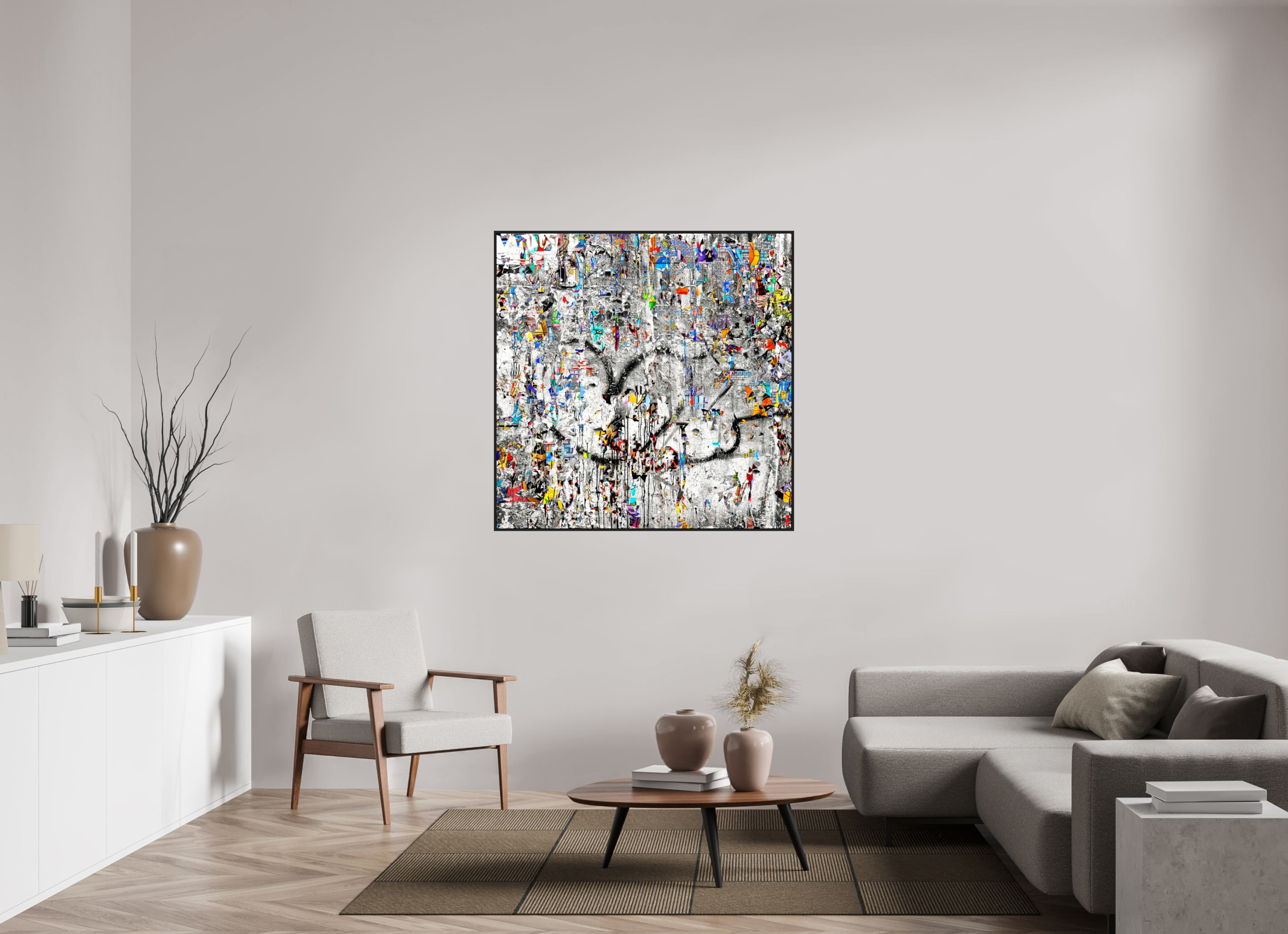 120 x 120 cm, Schattenfugen-Rahmen schwarz &amp; 2mm Acrylglas FA SCSI Mu&