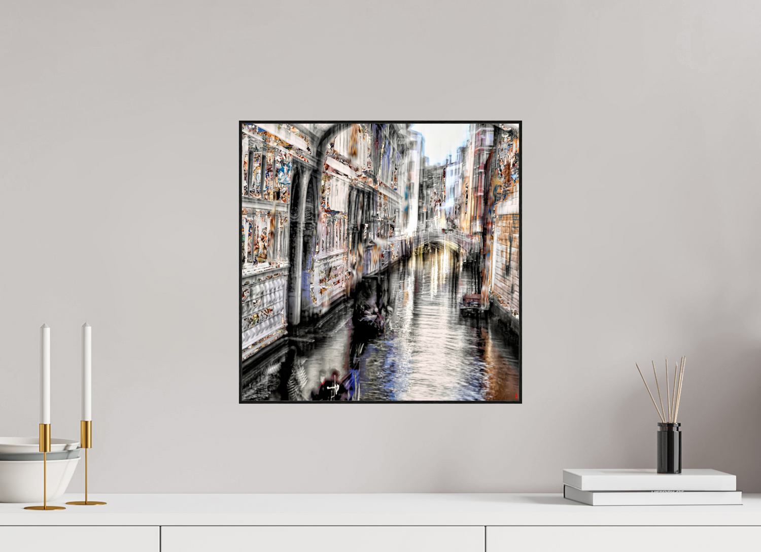 40 x 40 cm, Foto in ArtBox aus Massivholz Eiche schwarz RED³ HP Amari II