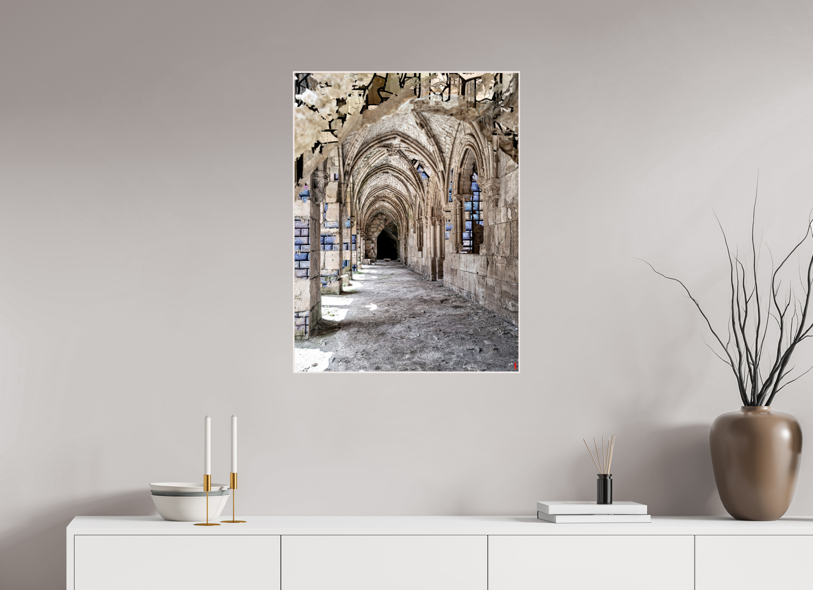 60 x 80 cm, Foto in ArtBox aus Massivholz Ahorn weiß RED³ SCSI Mehdiya III