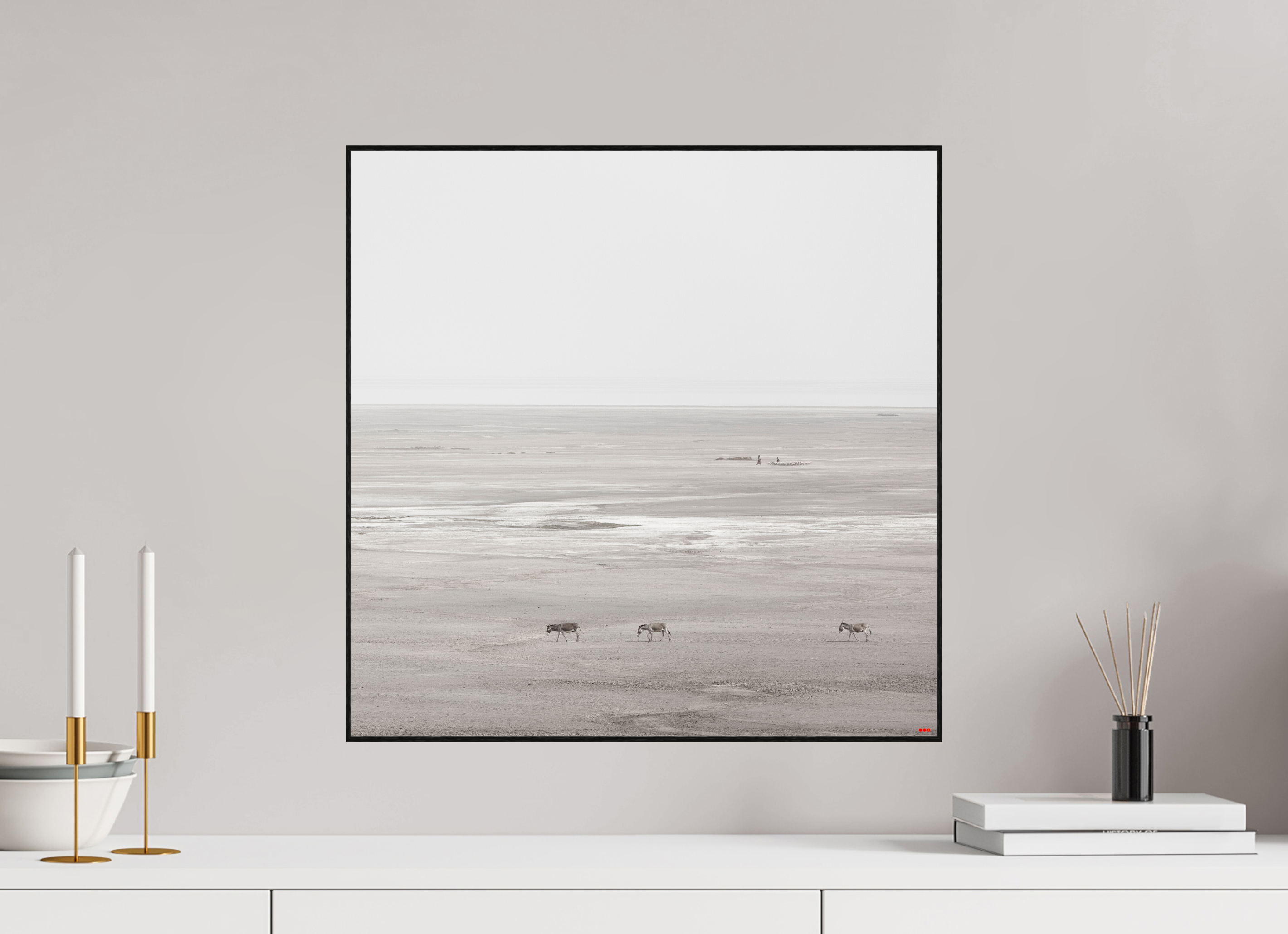 50 x 50 cm, Foto in ArtBox aus Massivholz Eiche schwarz RED³ PH Danai II