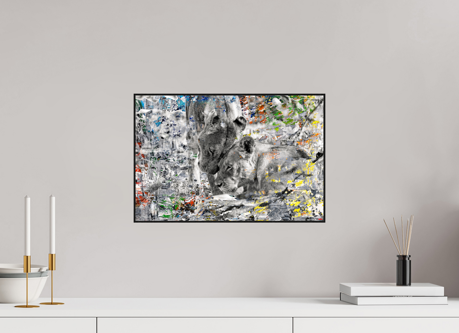 45 x 30 cm, Foto in ArtBox aus Massivholz Eiche schwarz RED³ WC Layamaya I