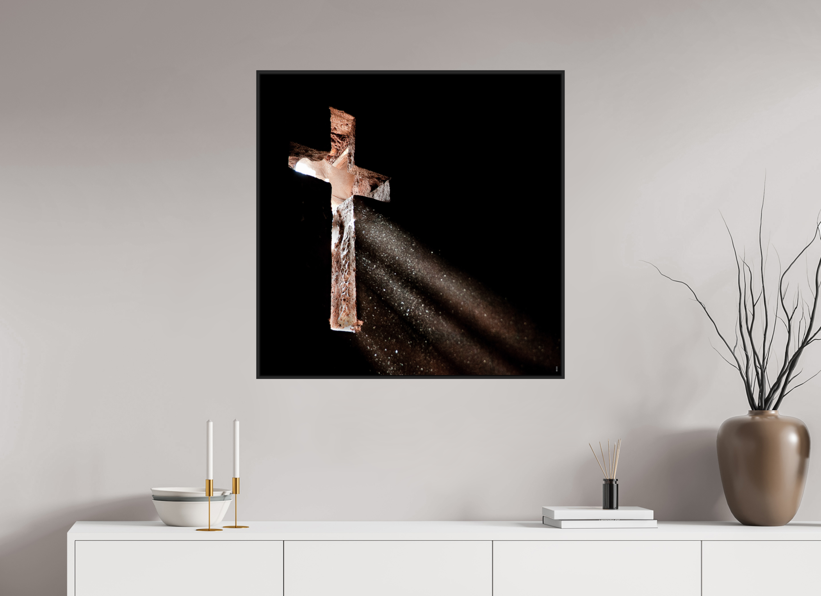 80 x 80 cm, Schattenfugen-Rahmen schwarz &amp; 2mm Acrylglas FA PH Moyale II