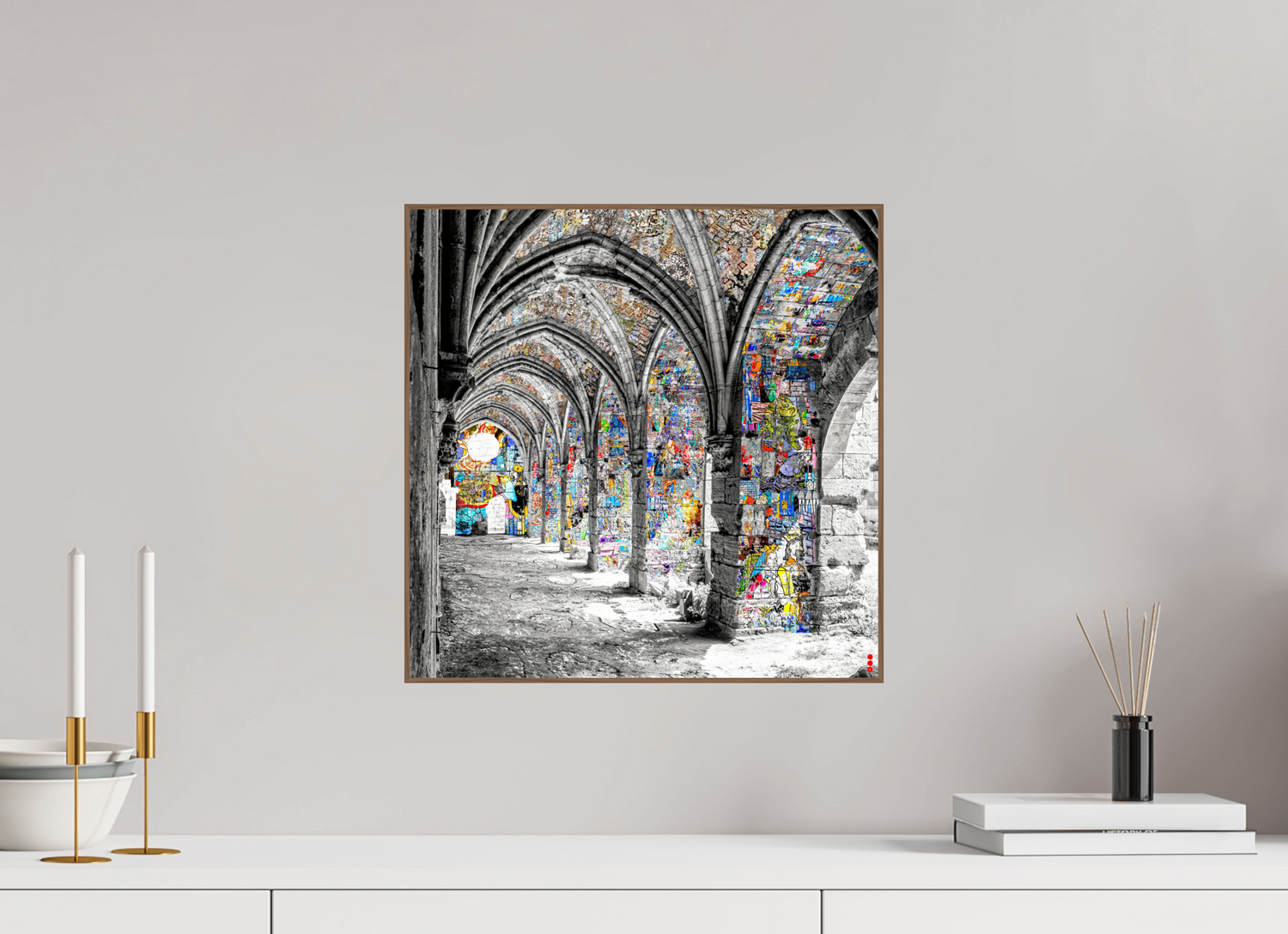 40 x 40 cm, Foto in ArtBox aus Massivholz Nussbaum RED³ SCSI Malik II