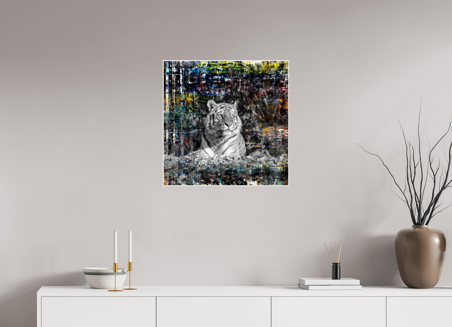 60 x 60 cm, Foto in ArtBox aus Massivholz Ahorn weiß RED³ WC Lubaya II